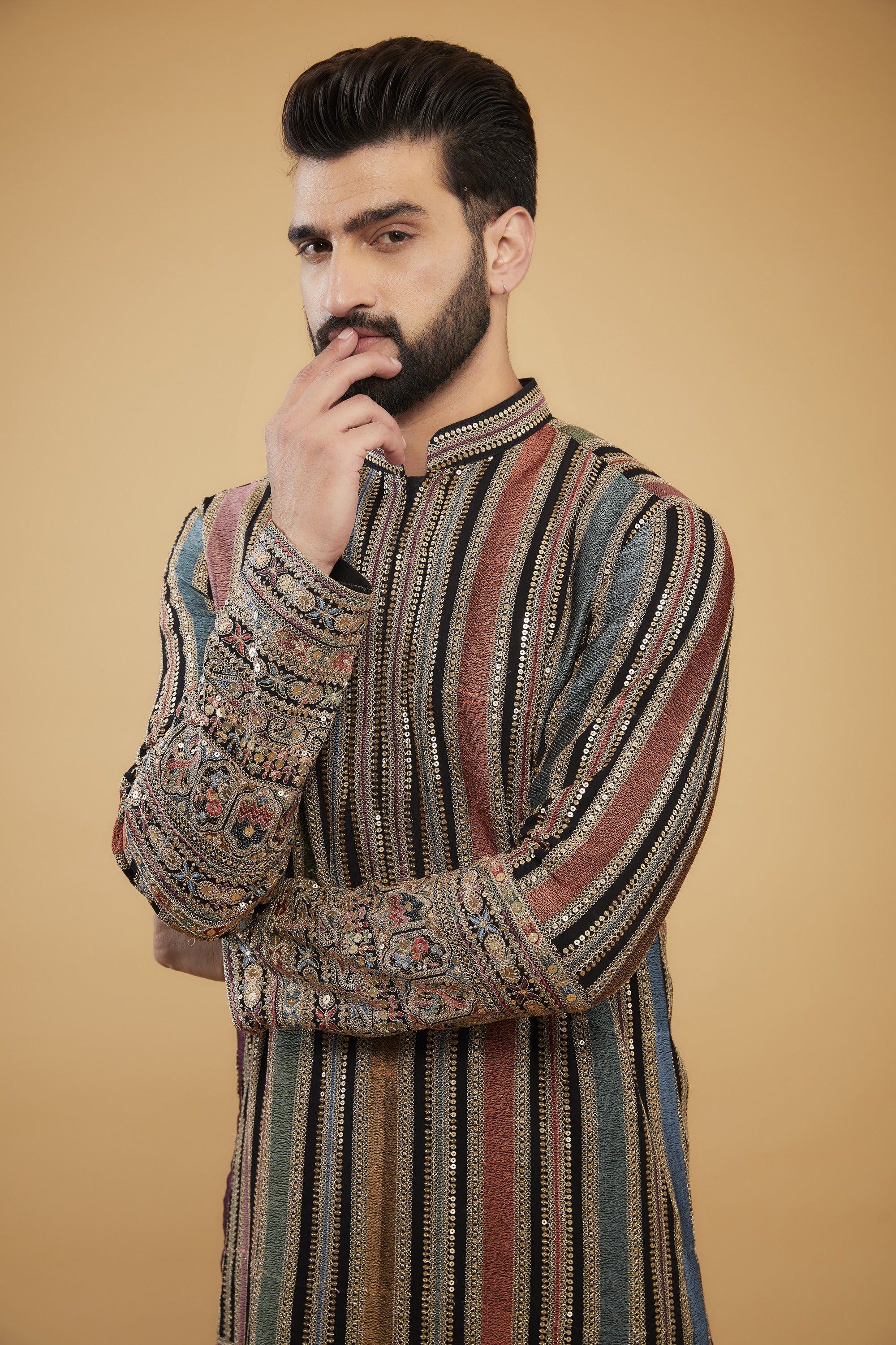 Elegant Multi-Color Heavy Thread Chikankari Kurta with Intricate Sequin & Zari Embroidery - Perfect for Festive Occasions, Weddings & Ethnic Fashion