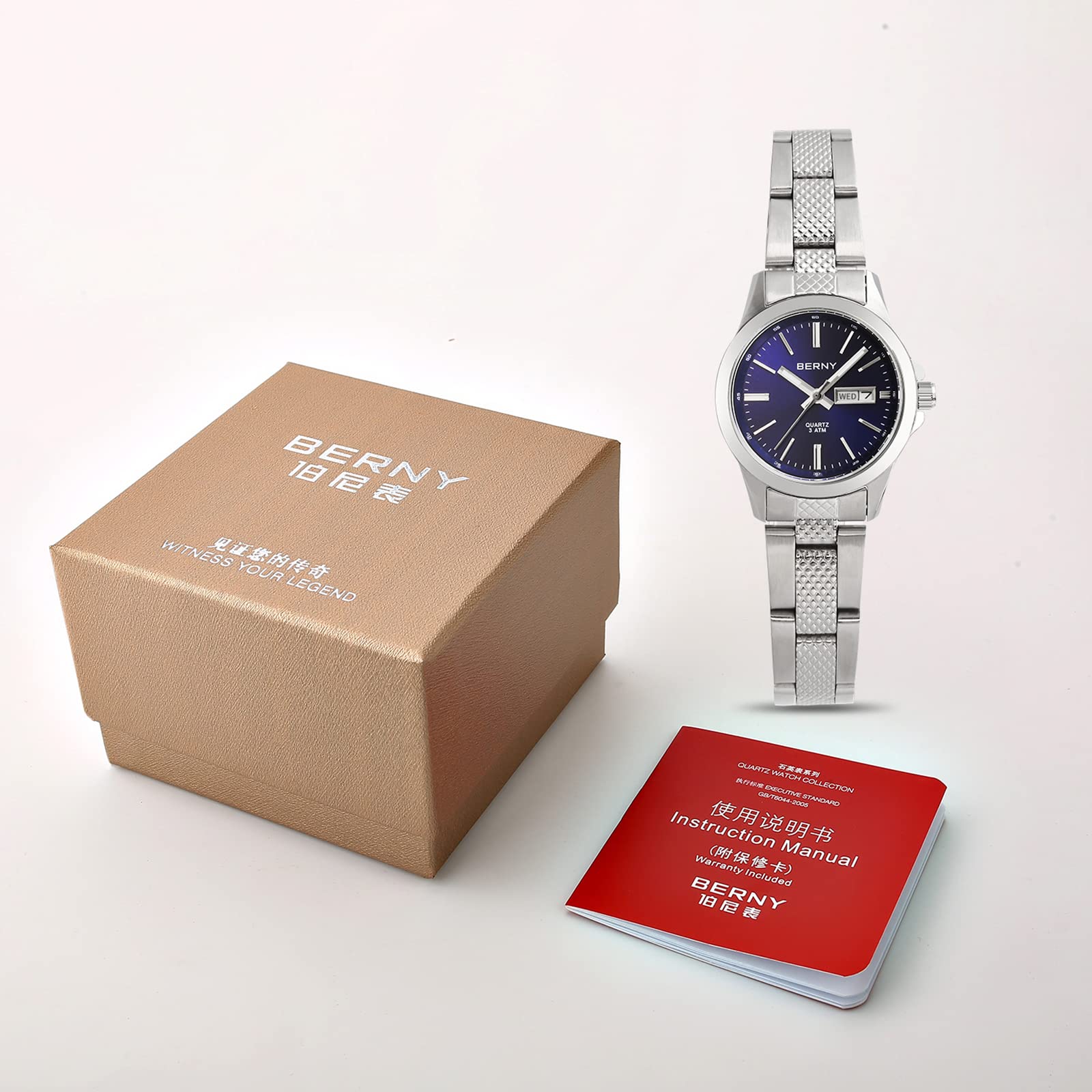 BERNY Women's Watches with Stainless Steel Band - Japanese Quartz Movement, 28mm Case - Elegant Dress Watch for Office, Party & Everyday Wear