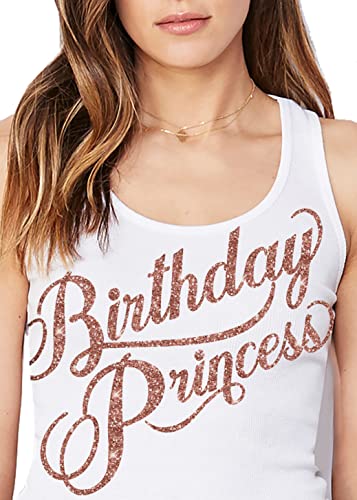 Birthday Princess Tank - Rose Gold Flourish (White)