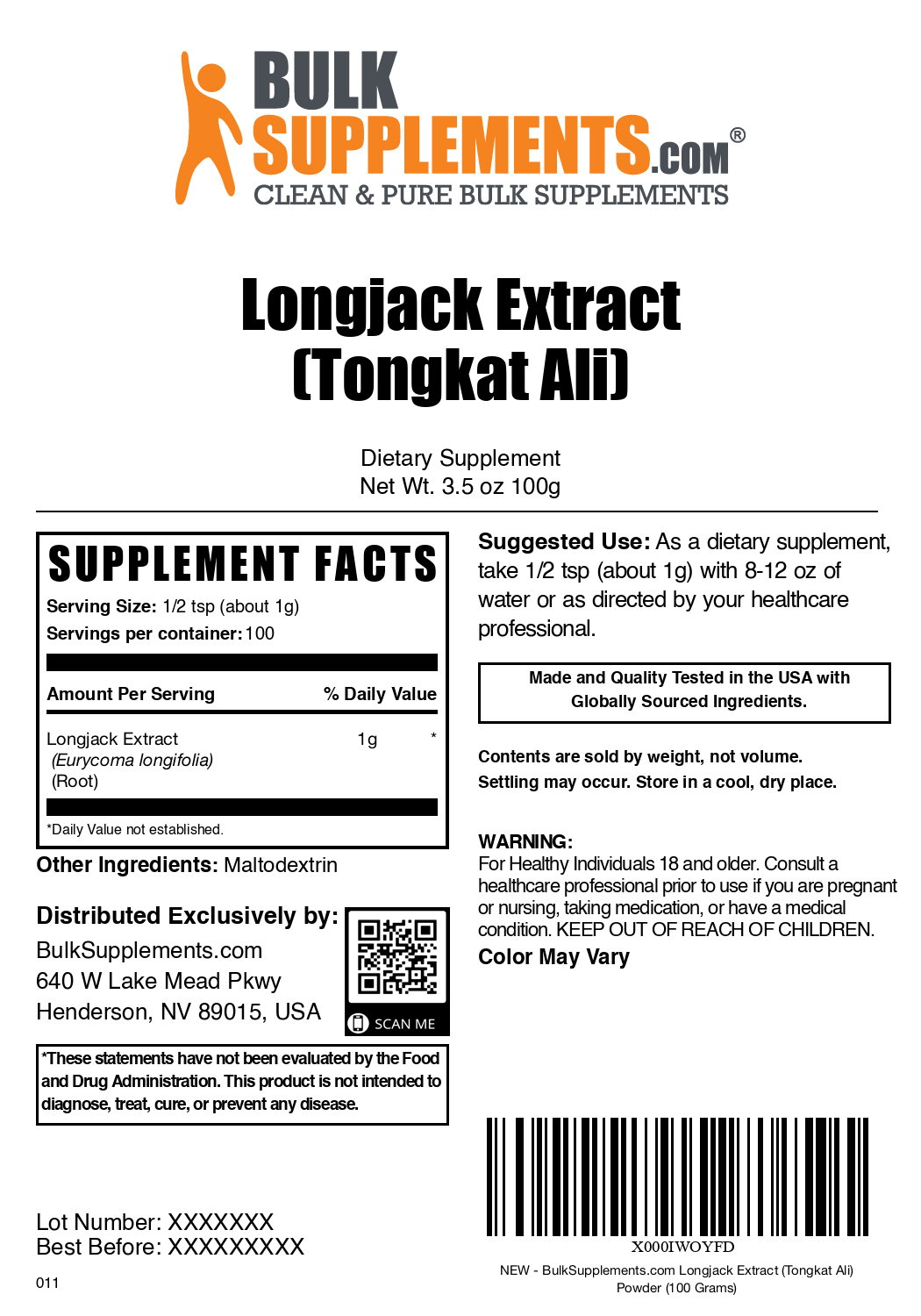 Premium Longjack Extract (Tongkat Ali) Powder - 100% Pure Natural Energy & Vitality Booster - Supports Testosterone & Male Performance - Perfect for Workout, Fitness & Daily Wellness