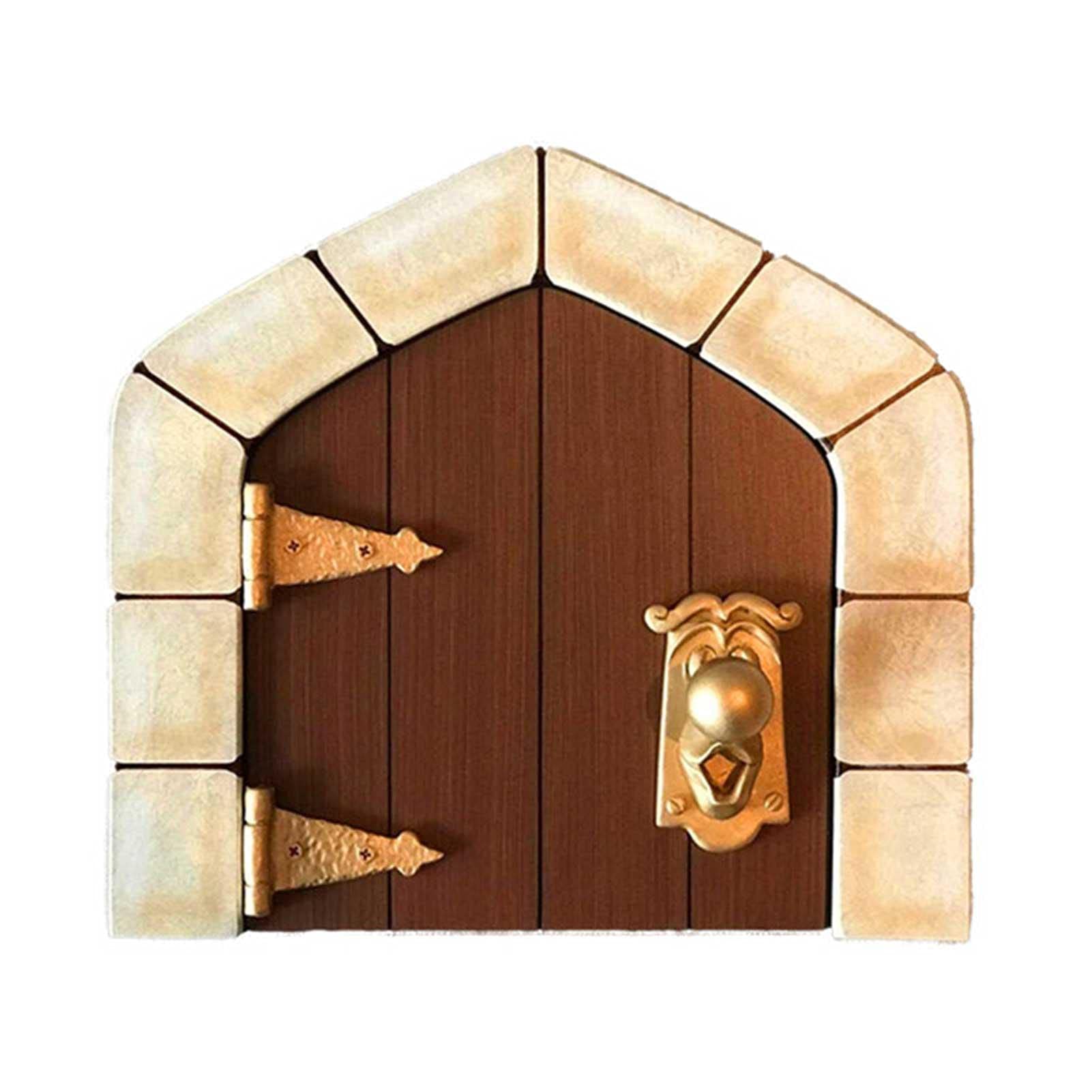 BAODAN Miniature Fairy Gnome Doors for Trees - Handcrafted Wooden Gnome Home Door Set, Whimsical Fairy Garden Accessories for Outdoor Decor, Tree Stump & Garden Art (Perfect for Backyard Fairy Gardens, Kids Play Areas & Magical Landscape Decorations)