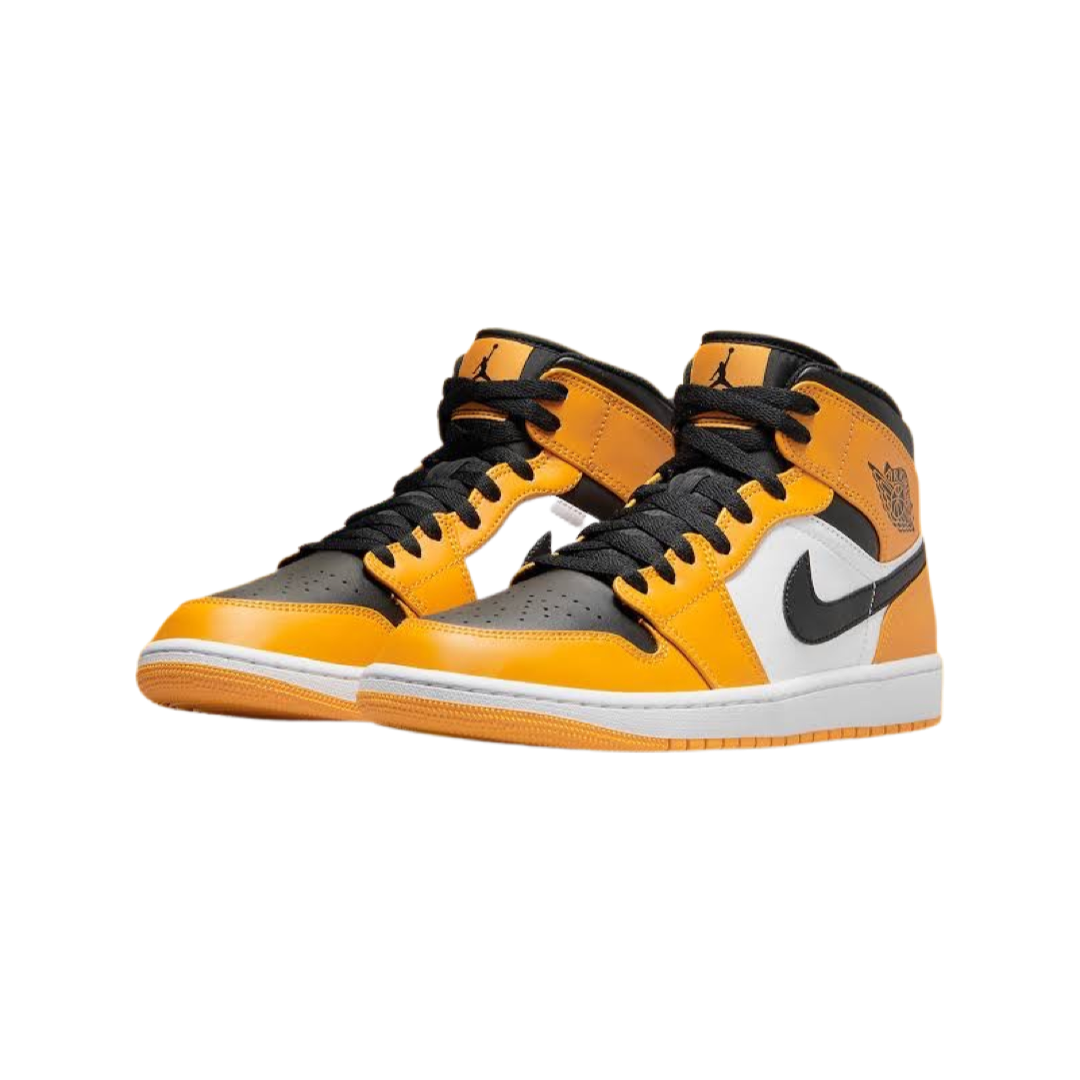 Air Jordan 1 Mid Sneakers - Yellow Toe, Black & White Basketball Shoes for Men | Casual Wear & Street Style Fashion