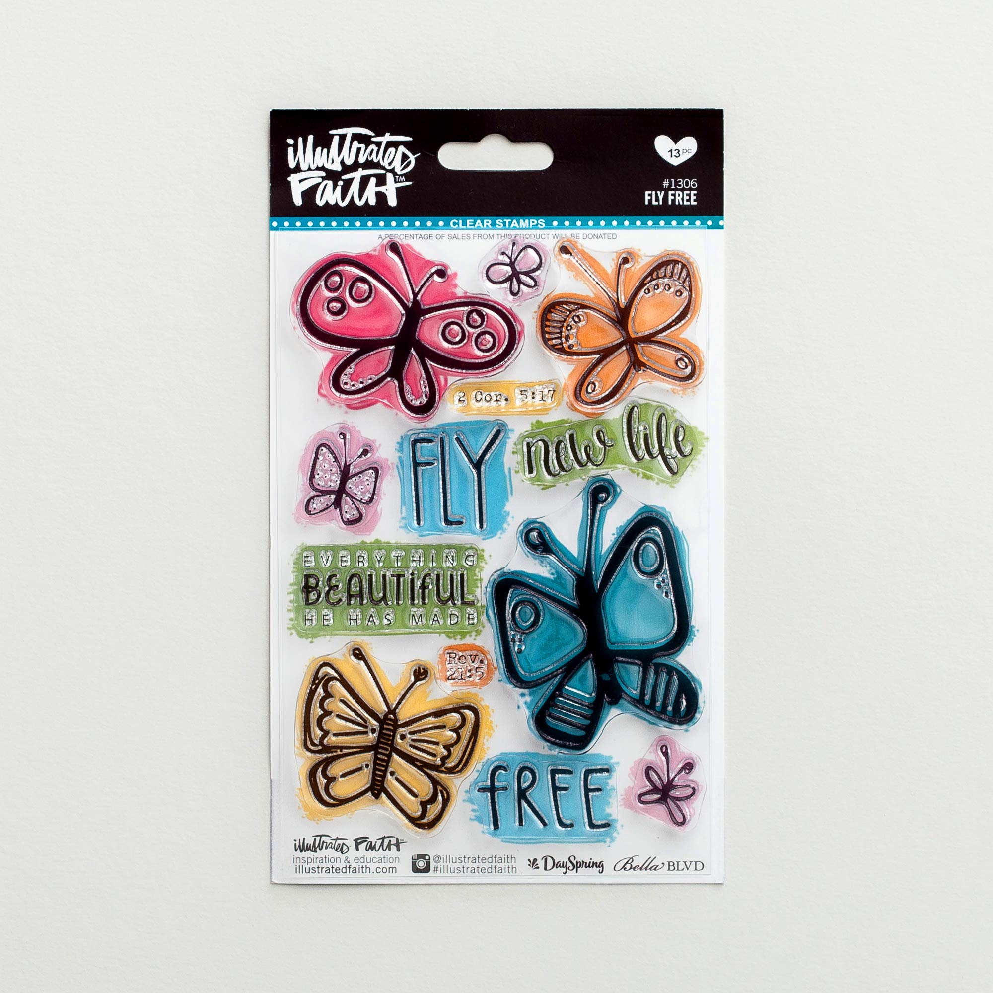 Fly Free Butterfly Clear Stamps for Bible Journaling & Scrapbooking - Illustrated Faith Religious Craft Supplies