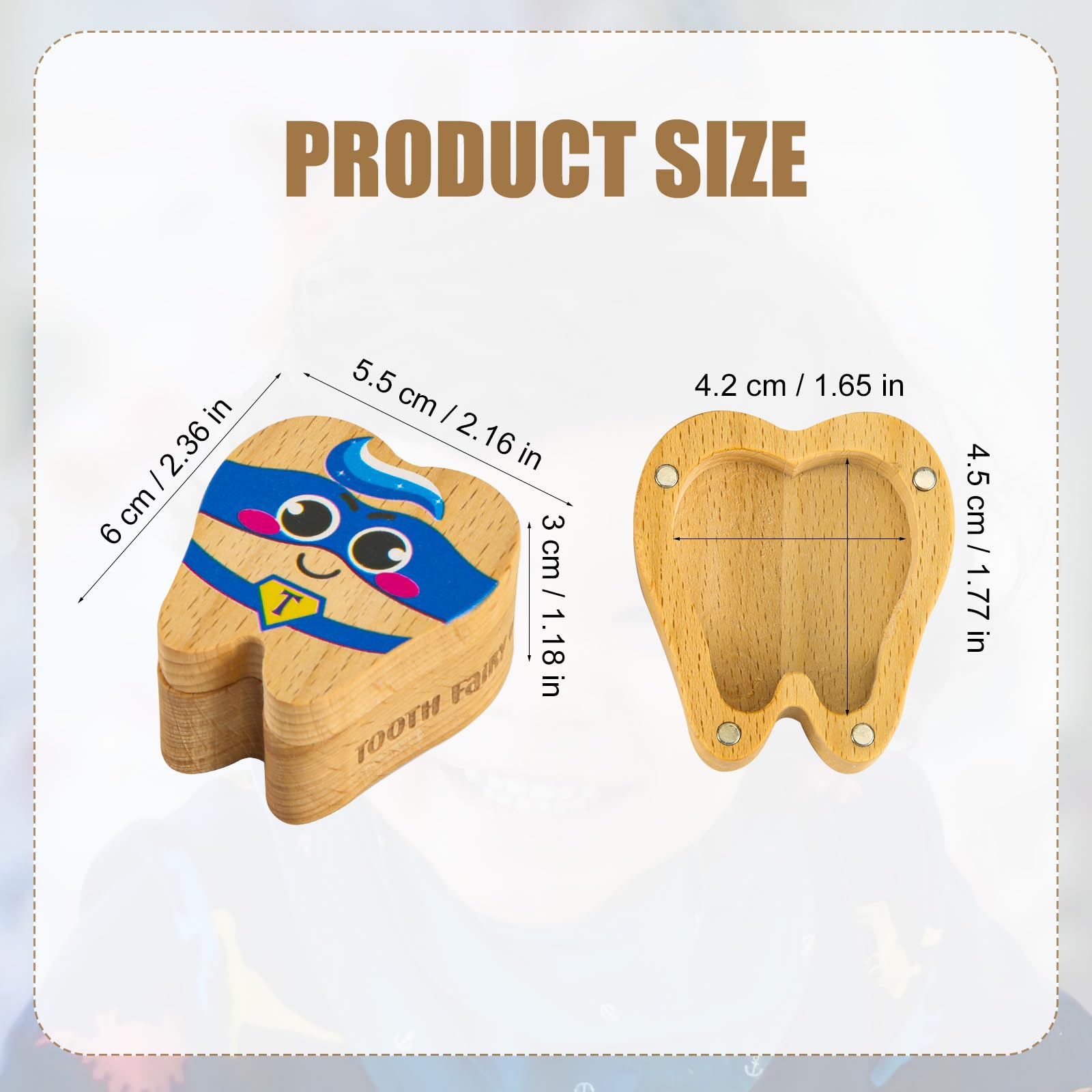 Wooden Tooth Fairy Box - Magnetic Tooth Holder & Keepsake for First Lost Teeth | Cute Tooth-Shaped Storage | Birthday Souvenir Gift for Kids (Blue Eye Mask) | Perfect for Baby Teeth Preservation & Childhood Memory Collection