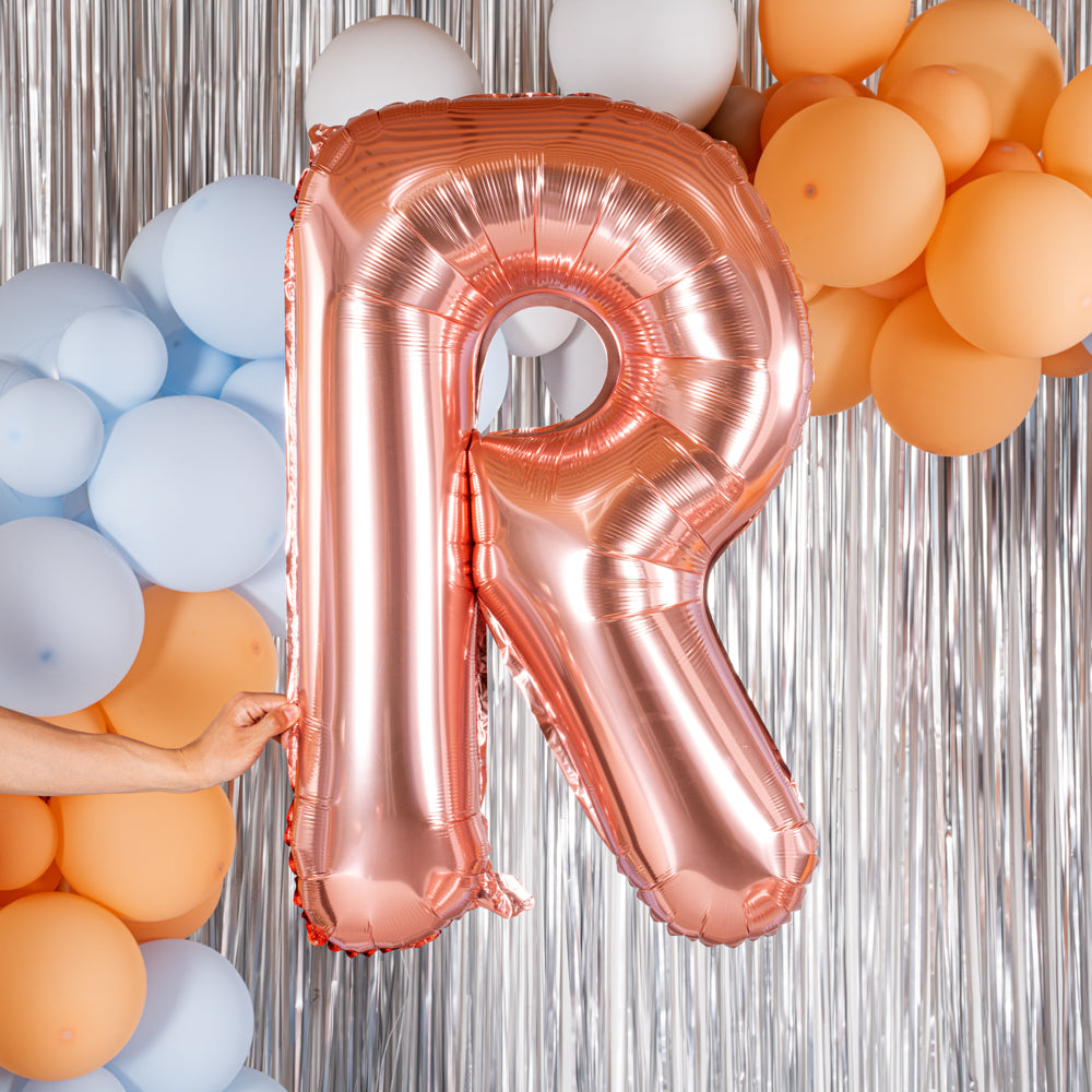 Rose Gold Mylar Letter R Balloon - 40 Inch Large Foil Balloon for Birthday Party Decorations, Wedding, Anniversary, Baby Shower & Special Events - 1 Count Box