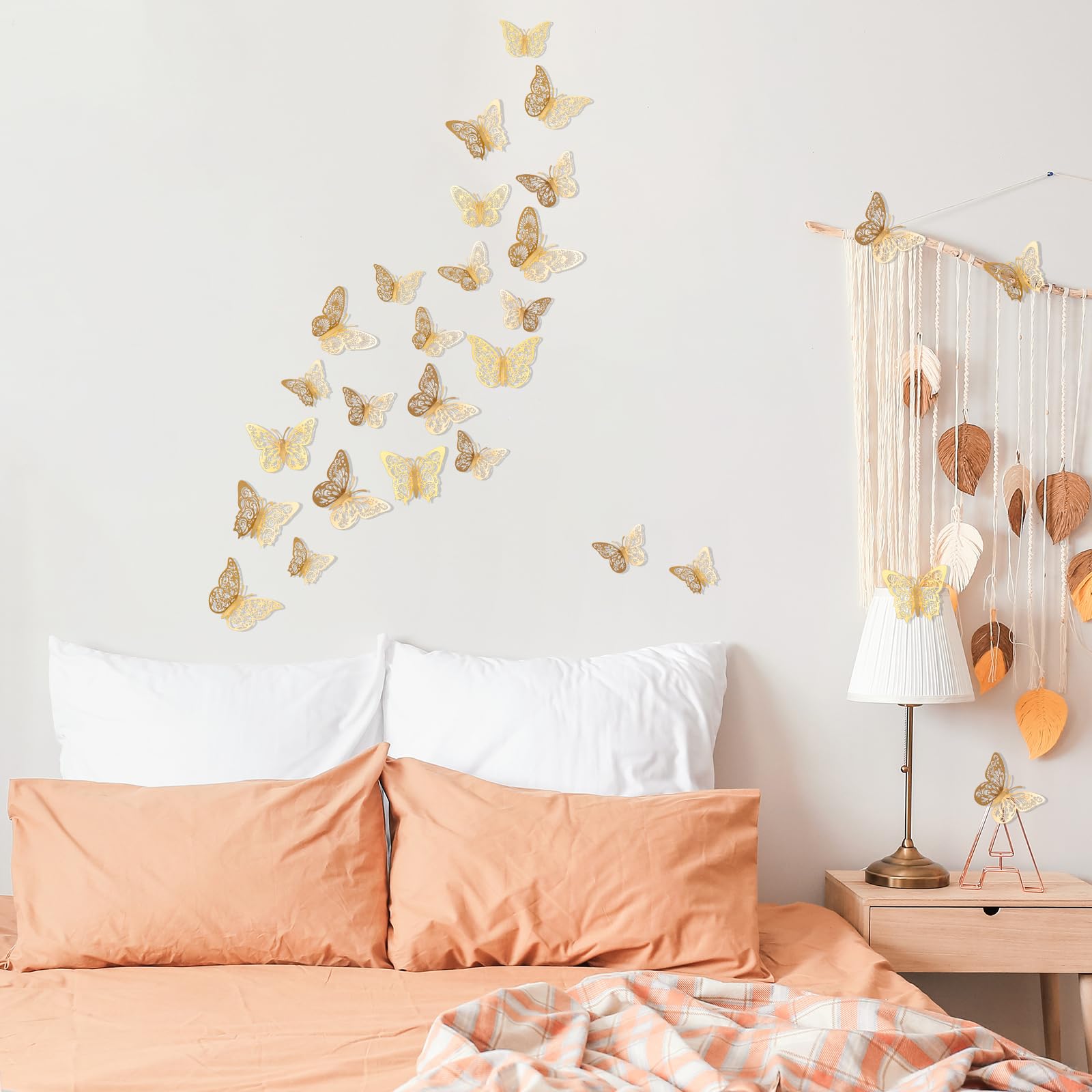 72 Pcs Gold Butterfly Decorations - 3 Sizes & Styles, 3D Wall Butterflies for Party, Birthday, Wedding, Baby Shower Decor | DIY Crafts, Cake Toppers, Home & Room Wall Decorations