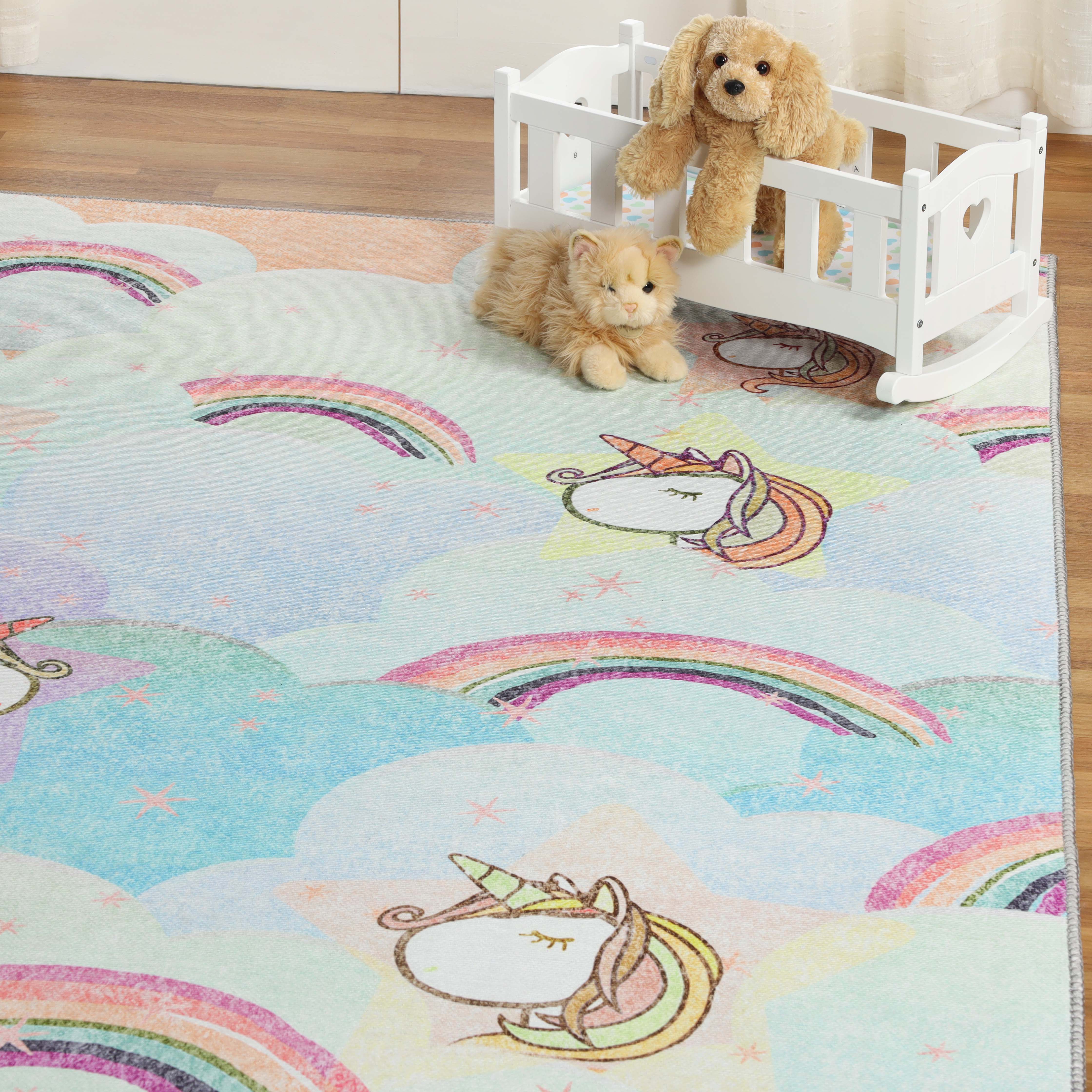 Unicorn Rainbow Kids Playroom Rug - Soft Non-Slip Nursery Carpet for Toddlers & Children | Perfect for Bedroom, Play Area & Daycare Floor Decor