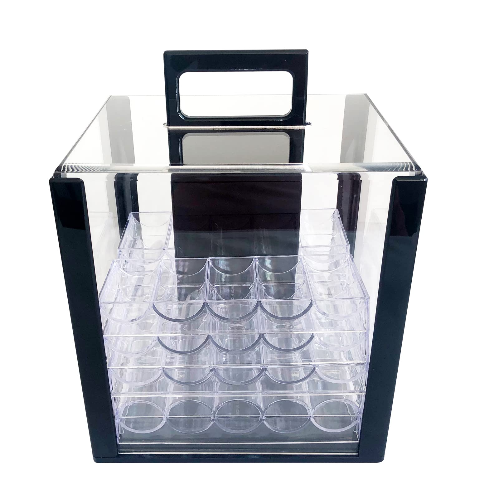 Yuanhe Deluxe Acrylic Poker Chip Case - 1000 Chips Capacity with 10 Chip Racks/Trays | Perfect for Casino Nights, Poker Tournaments & Home Game Storage