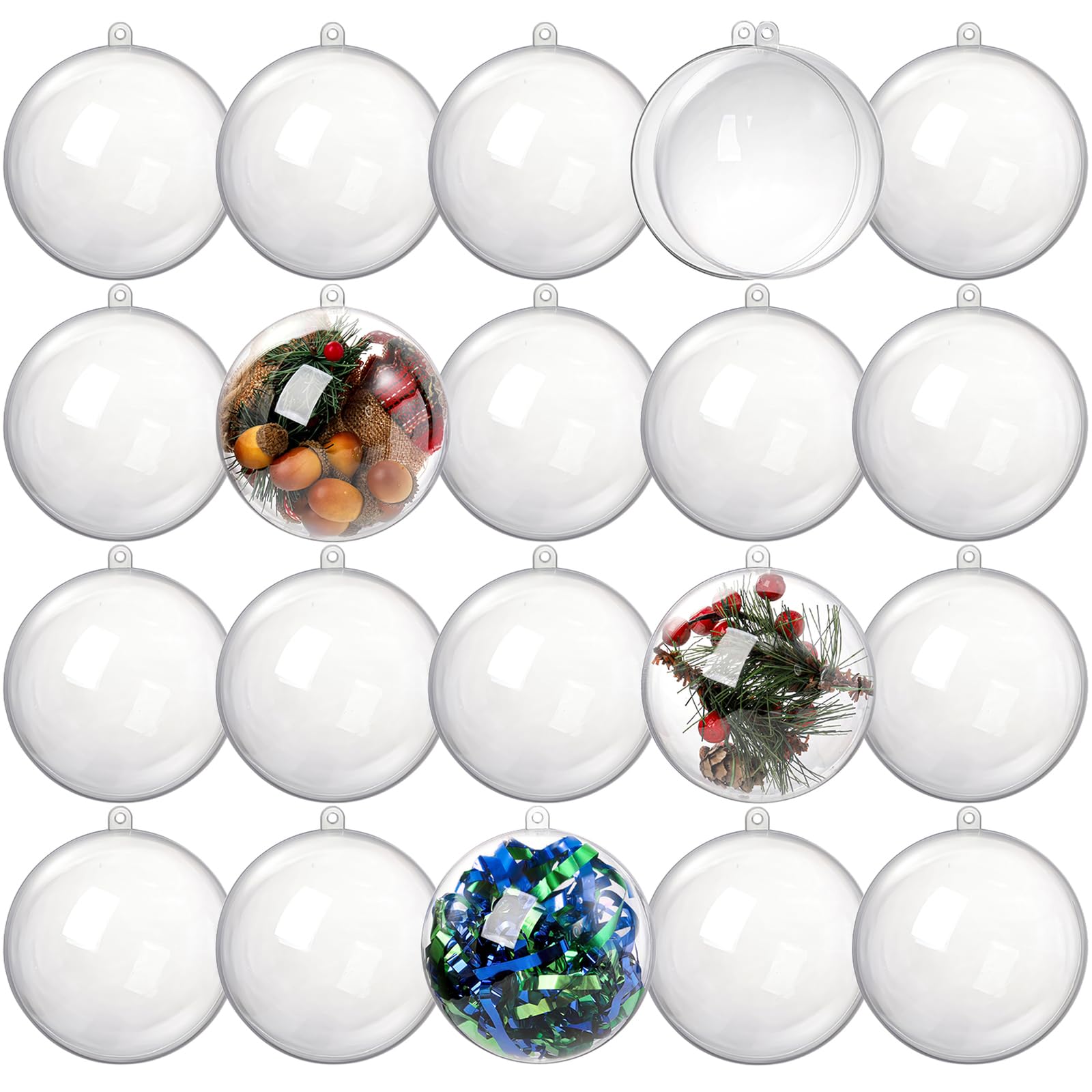 Kingrol 20 Pack 4-Inch Clear Plastic Fillable Ornaments Ball - Christmas Tree Decorations, Wedding Party Favors, DIY Home Decor - Perfect for Holiday Crafts, Gift Filling & Festive Centerpieces