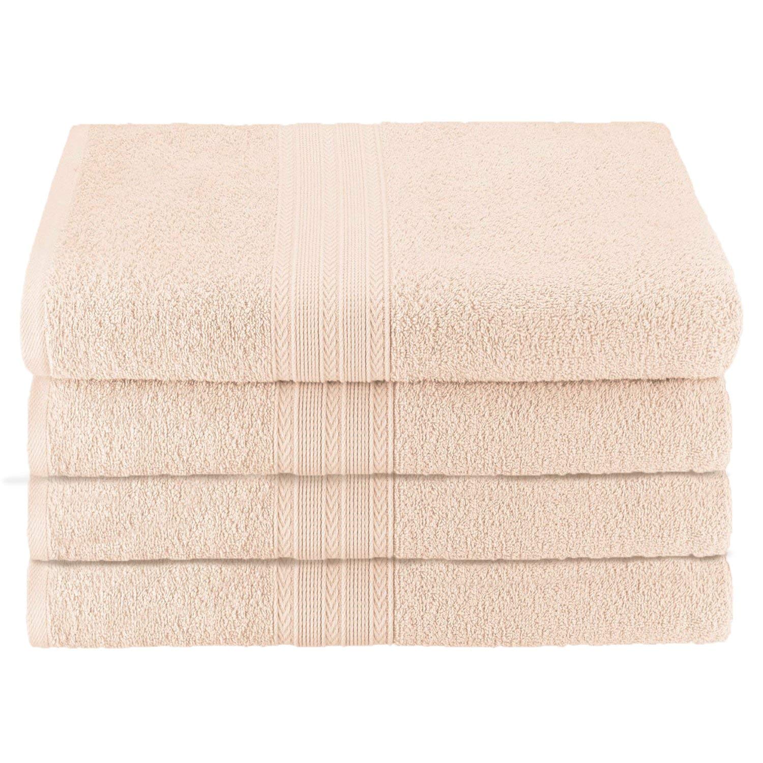 GoLinens Eco-Friendly 4-Piece Bath Towel Set - 100% Ring Spun Combed Cotton, 2-Ply Yarn, Super Absorbent, Soft & Luxurious, Ivory - Perfect for Spa, Bathroom, and Guest Room Decor