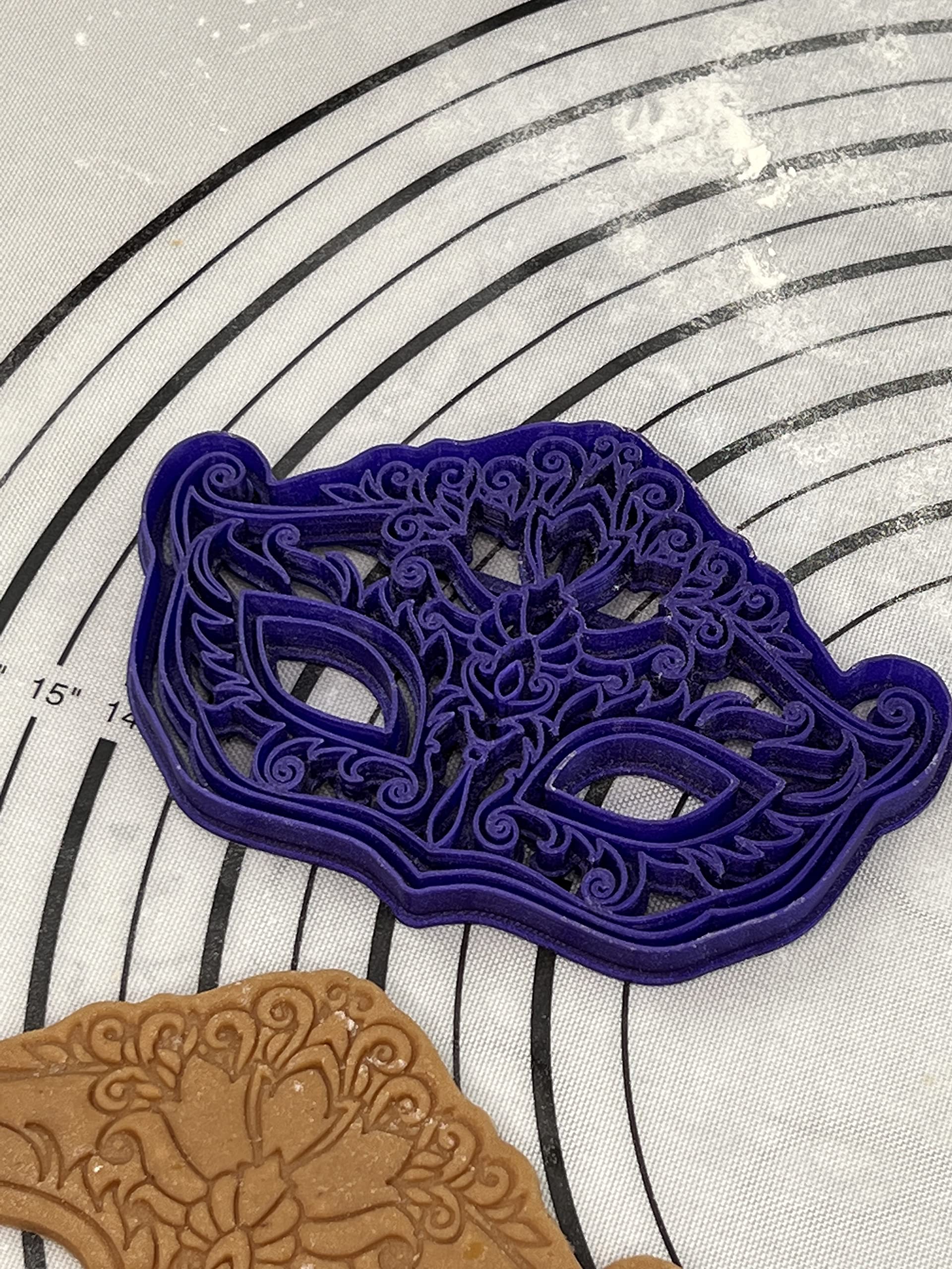Premium 5.5-inch Purim Mask Cookie Cutter Mold - Galaxy Purple | Designed by Miriam's Kitchen | 3D Printed Baking Tool for Jewish Holiday Cookies, Hamantaschen & Purim Party Treats