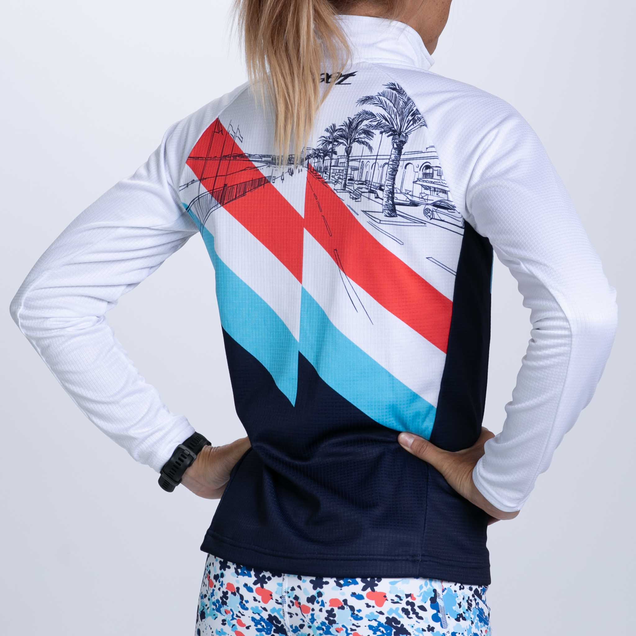 Women's Limited Edition Run Thermo 1/2 Zip Pullover - Cote d'Azur Blue - Lightweight Thermal Running Top for Cold Weather Workouts & Outdoor Activities
