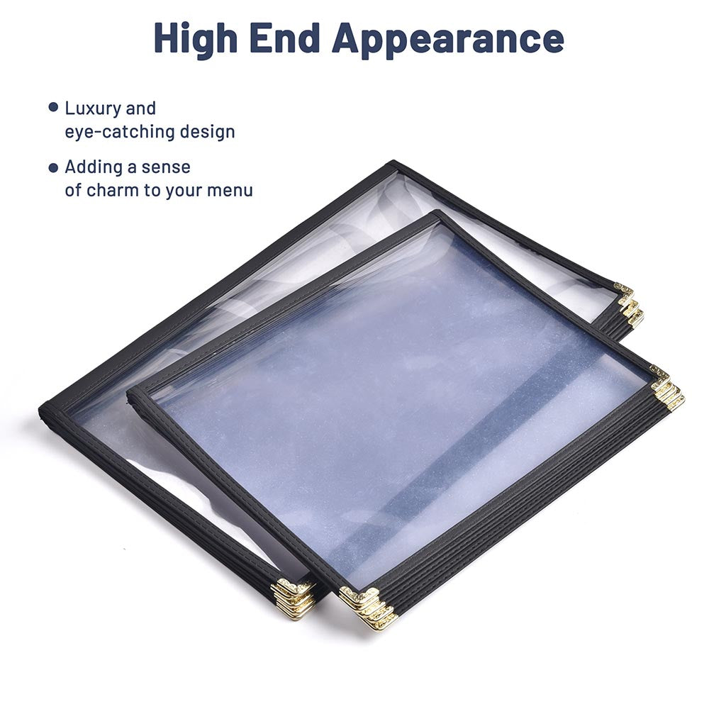 TheLAShop 8.5x11 Clear Restaurant Menu Covers - 10 View Plastic Menu Holders, 20-Pack - Durable & Waterproof for Cafes, Diners, and Food Service Businesses