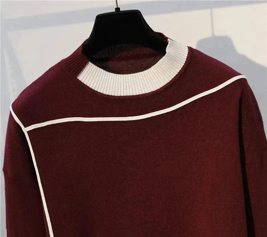 Stylish Women's Striped Sweater Two-Piece Set - Cozy Knit Pullover & Cardigan for Fall & Winter Fashion | Perfect for Office, Date Night & Casual Outings