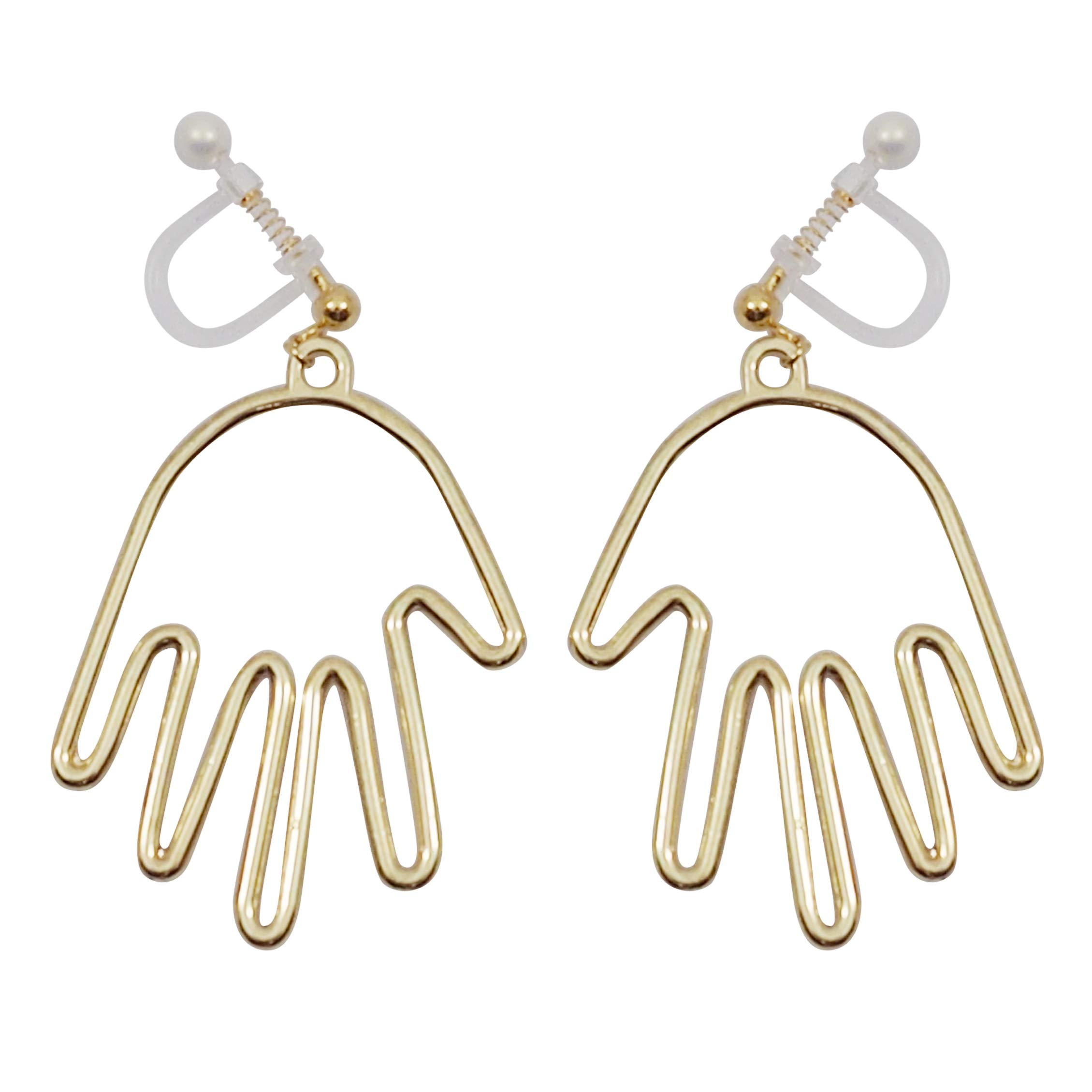 Clip On Hoop Earrings for Women - Non-Pierced Gold & Silver Chunky Dangle Earrings in Black, Red, Blue, Green, White - Star & Heart Designs - Comfortable Coil Clip Ons - Perfect for Parties, Weddings & Everyday Wear