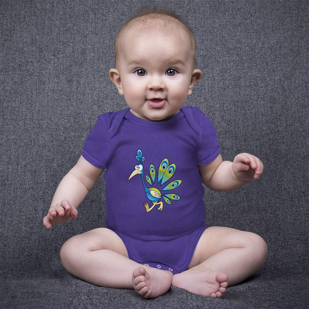 Cute Striped Baby Bodysuit - Peacock Animal Print for Boys & Girls - Perfect for Playtime & Photo Shoots