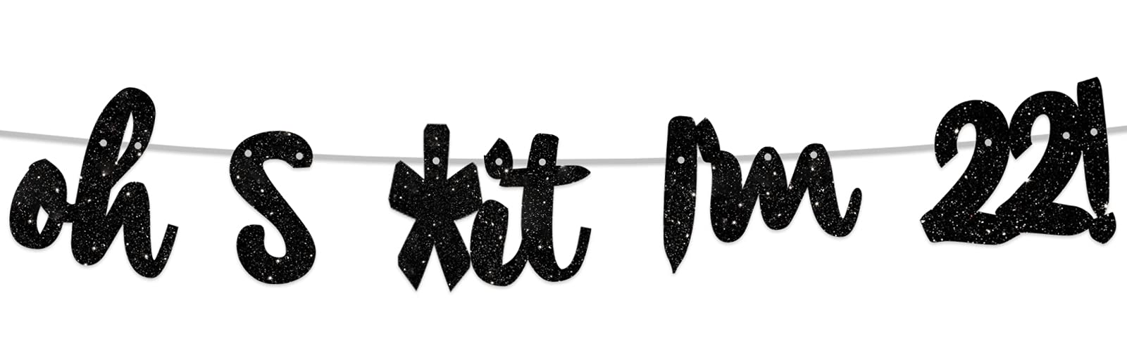 Glitter Black 'Oh I'm 22!' Birthday Banner Backdrop - Cheers to 22 Years Theme Decor for Men & Women - Perfect for 22nd Birthday Party, Photo Studio Props, and Celebration Decorations | Ideal for Birthday Photos, Social Media Posts, and Party Favors