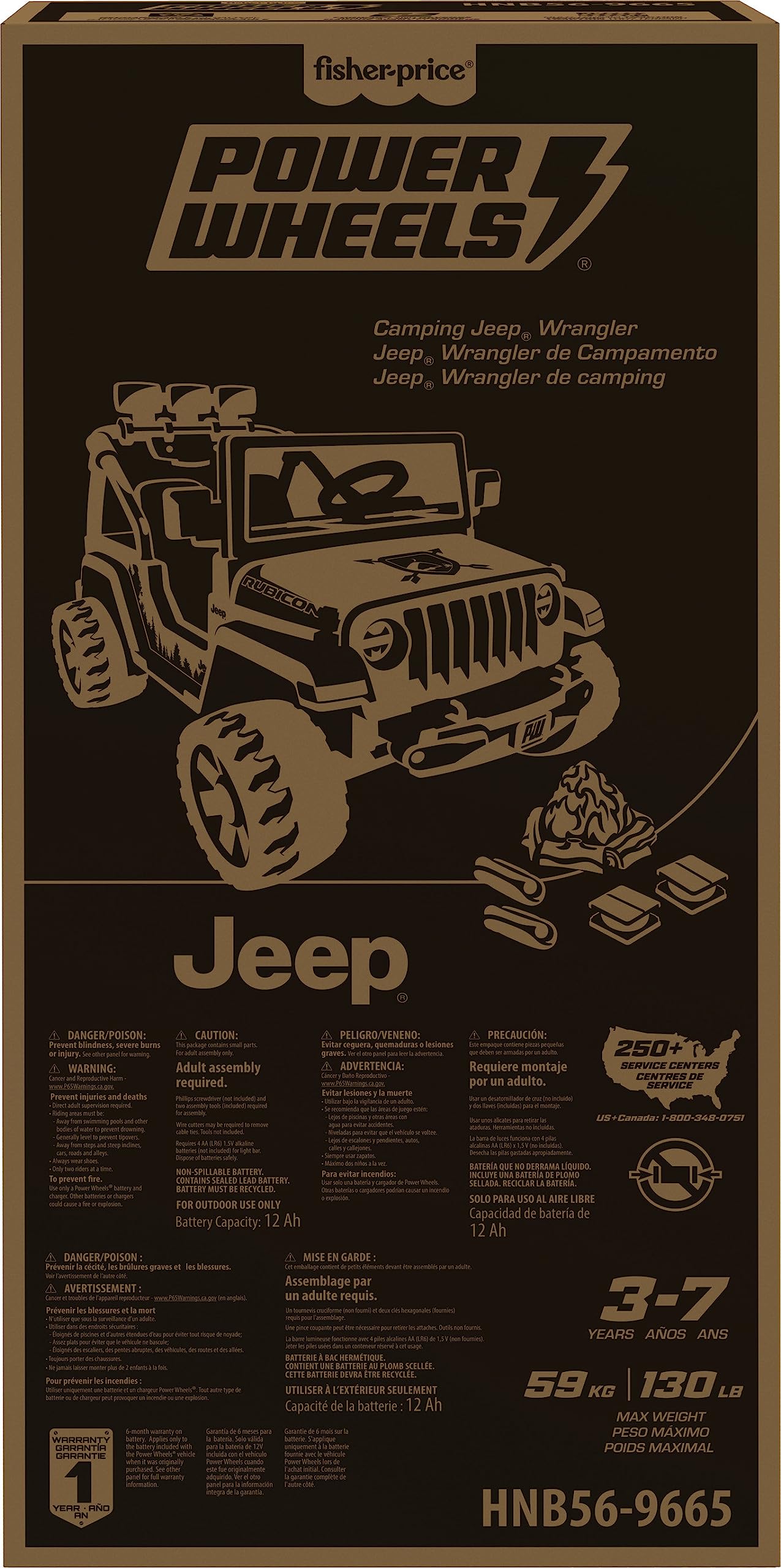 Power Wheels Camping Jeep Wrangler Ride-On Toy for Kids with Pretend Food & Camping Gear - 12V Battery-Powered, LED Lights, 2-Seater, Ages 3-7 Years - Perfect for Outdoor Play, Backyard Adventures & Pretend Camping Fun