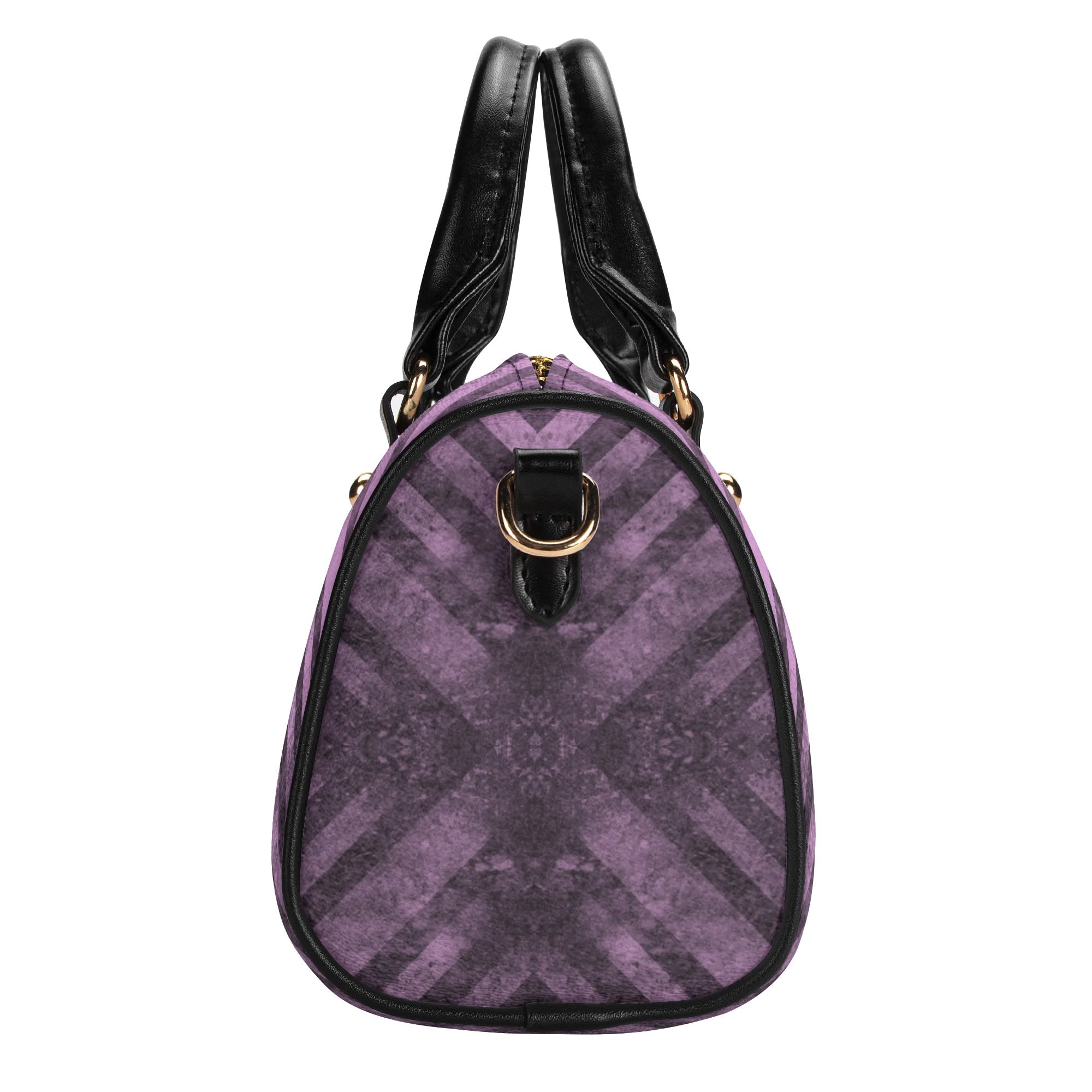 Trendy Fading Purple Stripes Leather Mini Boston Handbag for Women - Stylish Crossbody Purse for Daily Use, Travel & Date Night