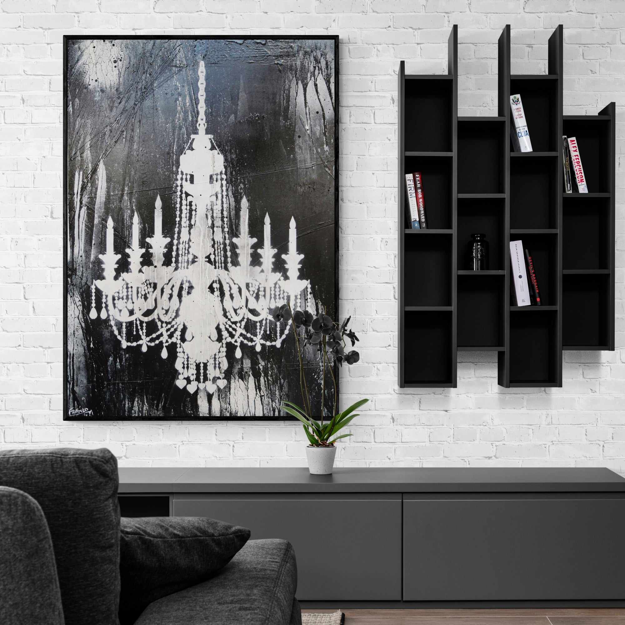 140cm x 100cm Textured Urban Pop Art Chandelier Painting - Modern Abstract Wall Decor for Living Room, Bedroom & Office