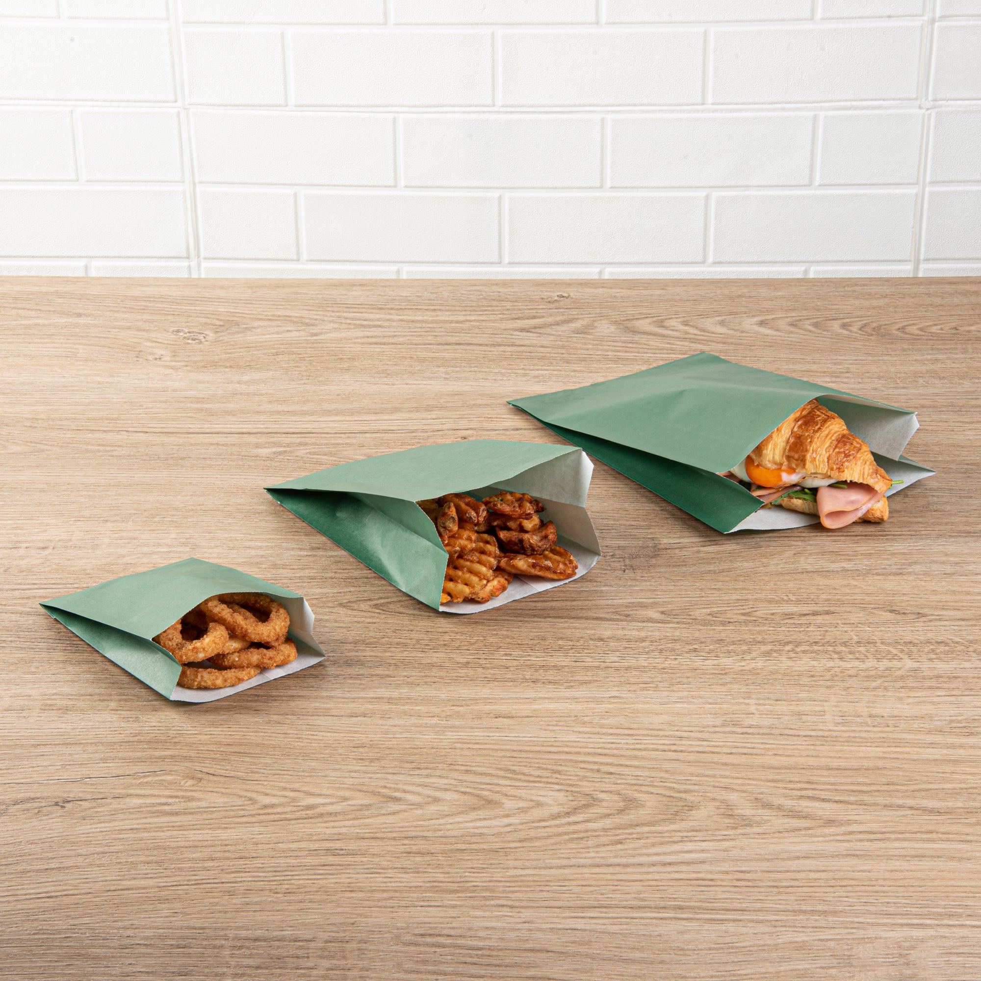 Eco-Friendly Forest Green French Fry & Snack Bags - 5