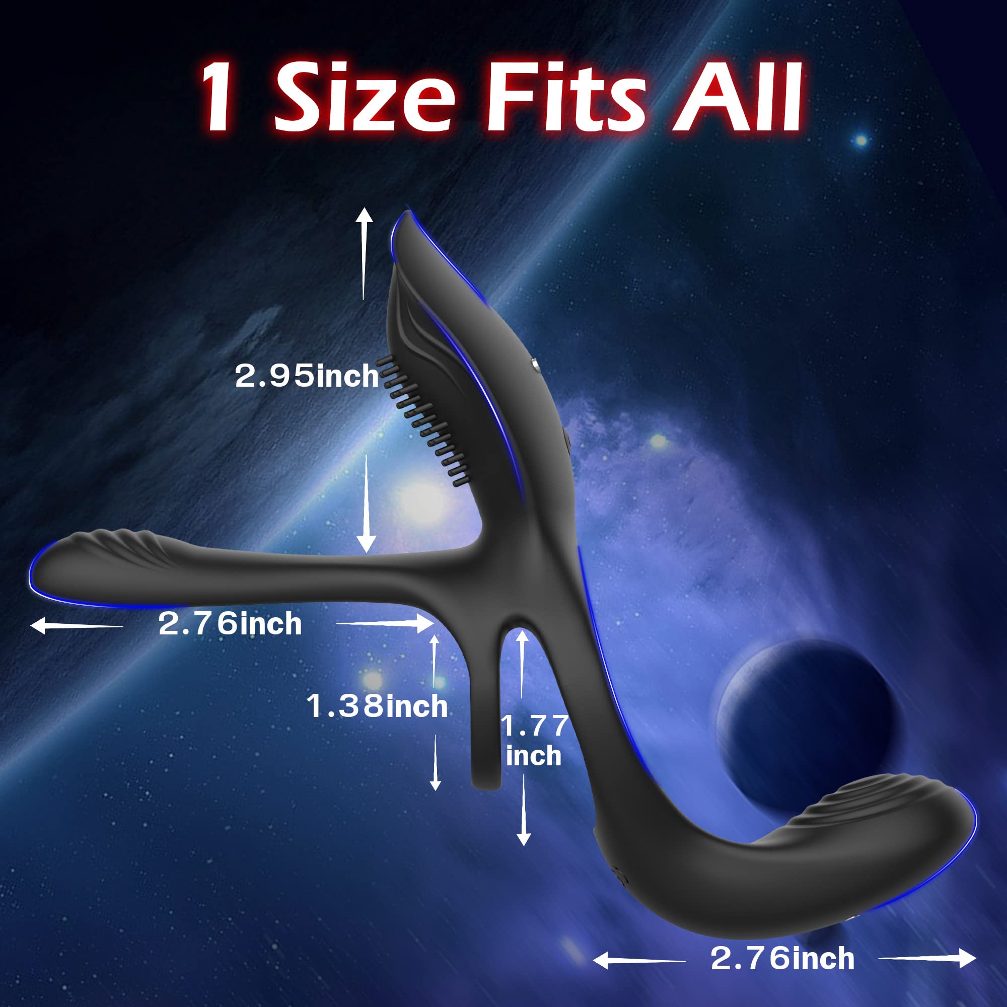 3-in-1 Couple's Vibrating Cock Ring with 10 Powerful Modes - Dual Stimulation for Men & Women - Penis Ring, Perineum & G-Spot Massager - Perfect for Couples Play, Foreplay & Spicing Up Your Sex Life - Adult Sex Toy for Enhanced Intimacy & Pleasure