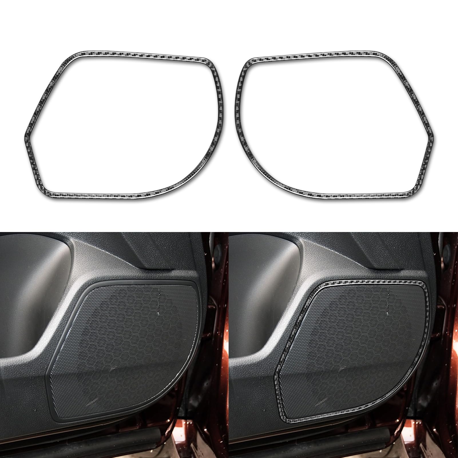 Premium Carbon Fiber Car Door Speaker Cover for Honda Accord 2013-2017 (9th Gen) - Compatible with SE/LX/Sport/EX/EX-L/Touring/Hybrid Models - Interior Trim Accessories - Black - Enhances Sound Quality & Interior Style