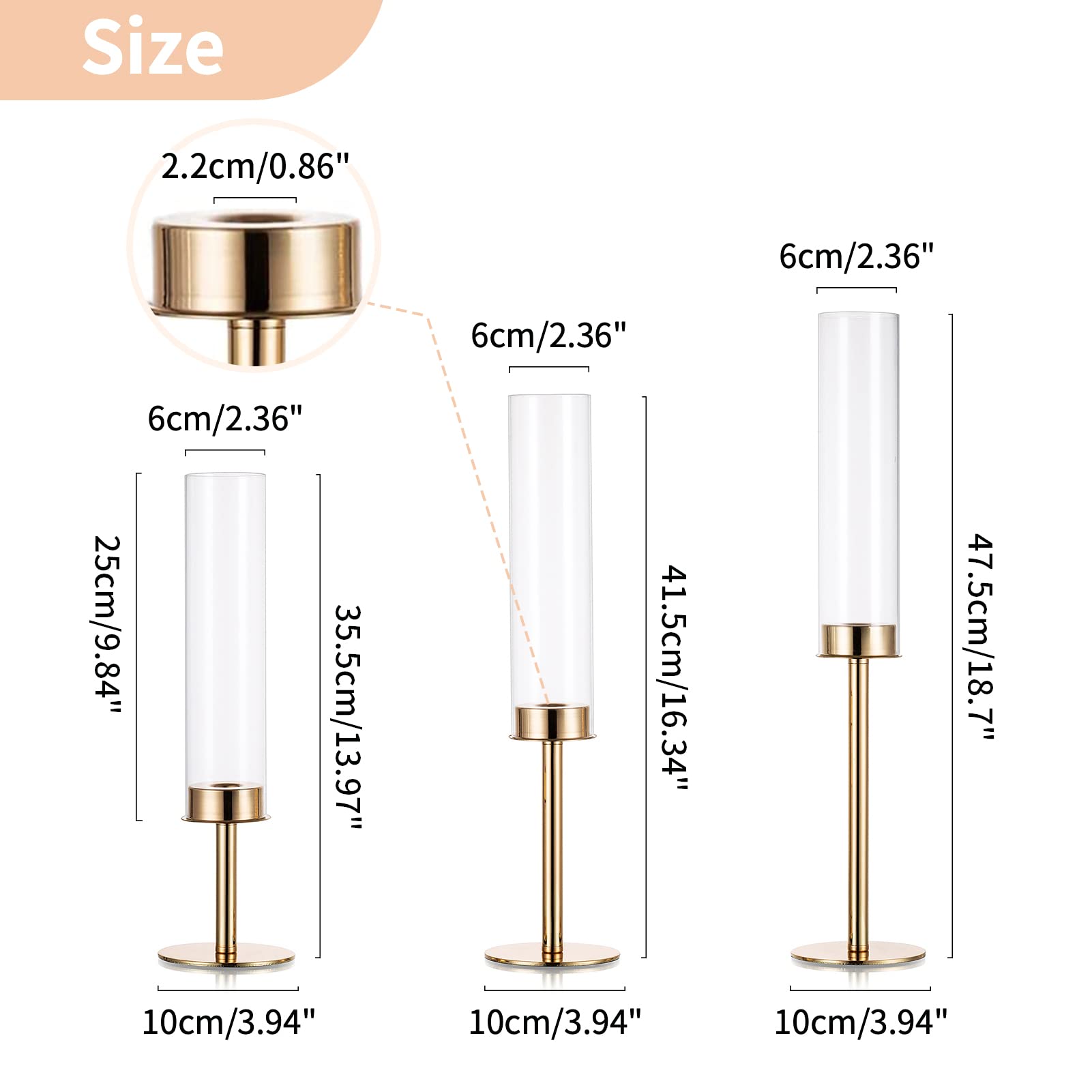 18-Piece Clear Glass Hurricane Candle Holders Set - Elegant Taper Candle Sticks for Fireplace, Wedding, Anniversary & Hotel Decor | Perfect for Romantic Dinners, Holiday Centerpieces & Special Events