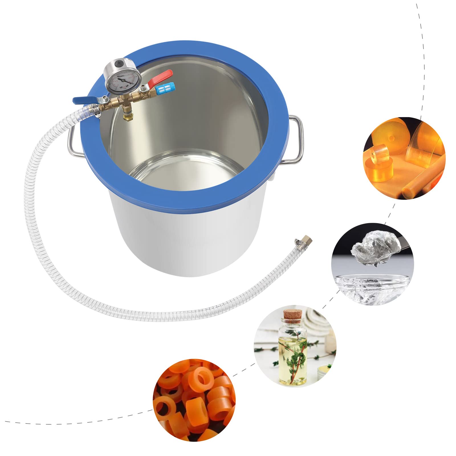 5 Gallon Tempered Glass Vacuum Chamber Kit with Stainless Steel Lid - Includes Vacuum Gauge & Degassing Chamber for Wood Stabilization - Perfect for Resin Casting, Epoxy Projects and DIY Woodworking