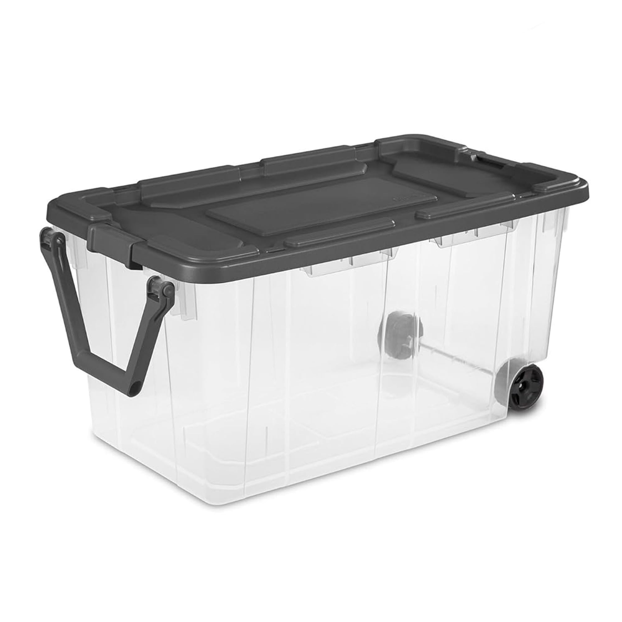 Sterilite 8-Pack 160 Qt Stackable Storage Bins with Latching Lids & Wheels, Gray - Perfect for Home Organization, Garage Storage & Moving Supplies