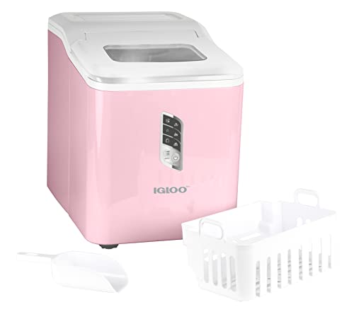 Igloo Automatic Ice Maker Machine - Self-Cleaning Countertop Ice Maker with LED Display | Makes 26 lbs of Ice in 24 Hours | Produces 9 Large/Small Cubes in 7 Minutes | Includes Ice Scoop | Perfect for Home, Office, Parties, Cocktails, and Beverages