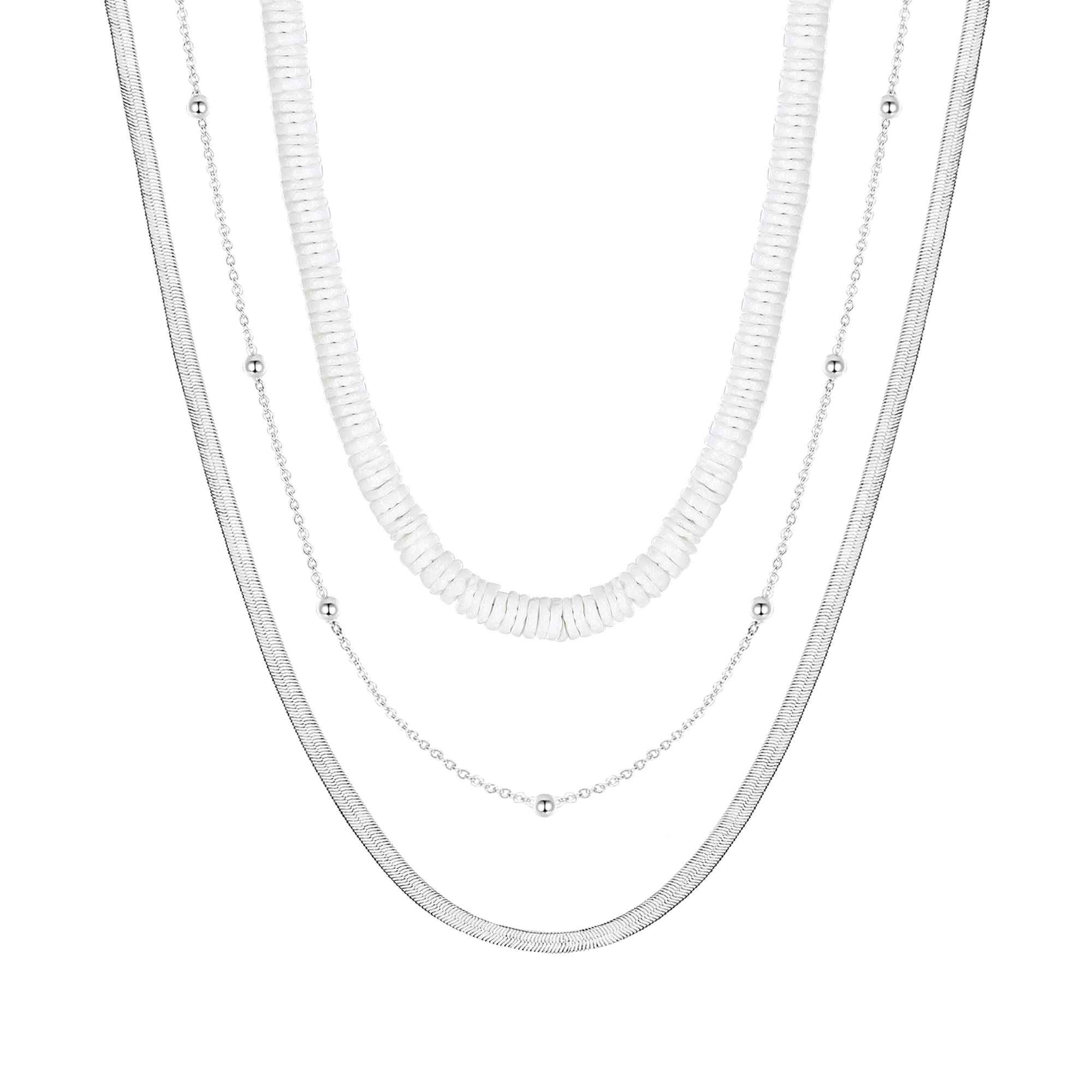 Wowshow White Smooth Puka Shell Necklace Choker & Anklet Set - Boho Beach Jewelry for Women, Summer Vacation Accessories, Perfect for Beach Parties, Music Festivals and Casual Outfits