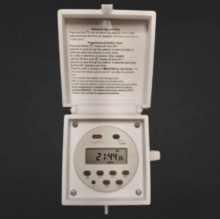 Automatic Gate Opener Timer with Recoil Reel - Heavy Duty Remote Control for Driveway, Garage & Farm Gates - Easy Installation & Weatherproof Design