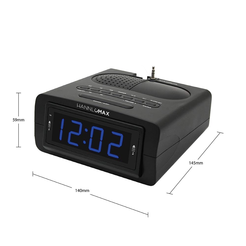 HANNLOMAX HX-143CR Digital Alarm Clock Radio with AM/FM PLL Tuner, 0.9