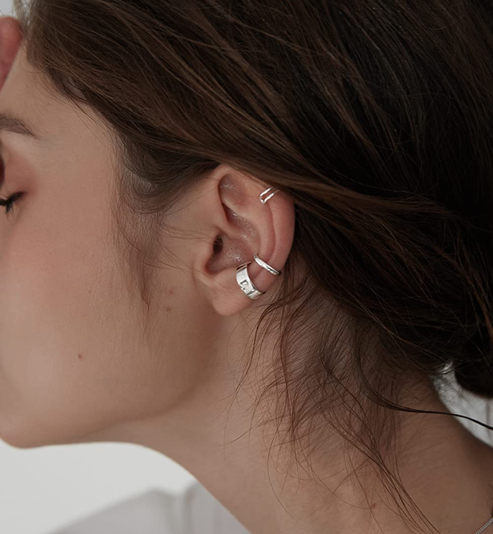 Minimalist 925 Sterling Silver Small Hoop Earrings for Women & Teens - Clip On Cuff, Cartilage Wrap, No Piercing, Hypoallergenic - Perfect for Everyday Wear, Parties & Gifts