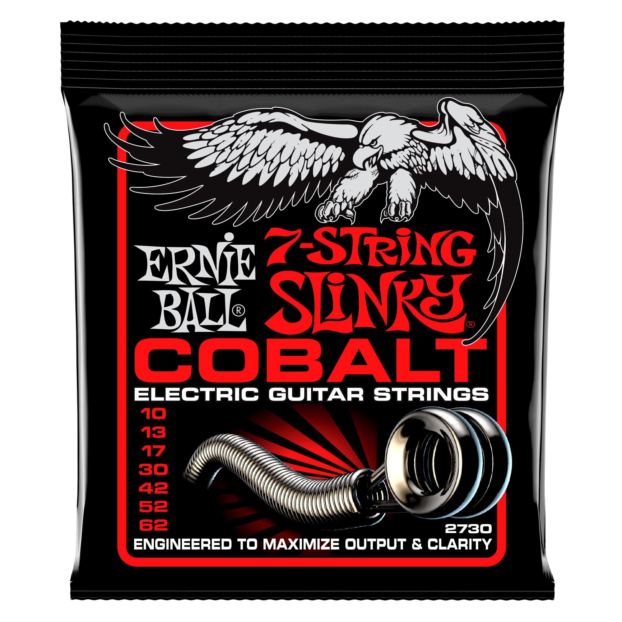 Ernie Ball 7-String Skinny Top Heavy Bottom Slinky Cobalt Electric Guitar Strings, 10-62 Gauge (P02730) - Perfect for Metal & Rock Guitarists, Studio Recording & Live Performances