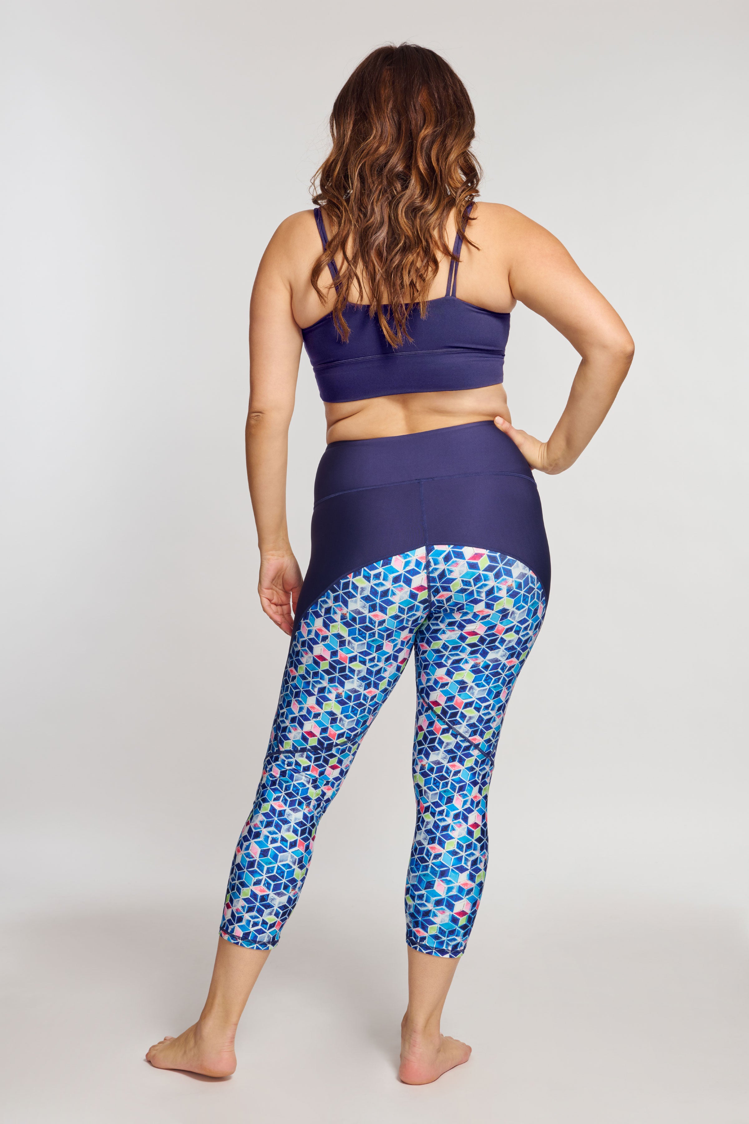 High Waisted Slimming Capri Leggings for Women - Starlight Color - Tummy Control Workout Yoga Pants for Running, Gym & Lounge Wear