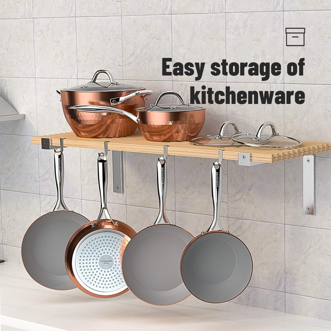 COOKSMARK 10-Piece Diamond Nonstick Ceramic Cookware Set - Induction Compatible, Scratch-Resistant Pots & Pans with Lids, Oven & Dishwasher Safe, Copper Coating - Perfect for Sauteing, Frying, Boiling & Everyday Cooking