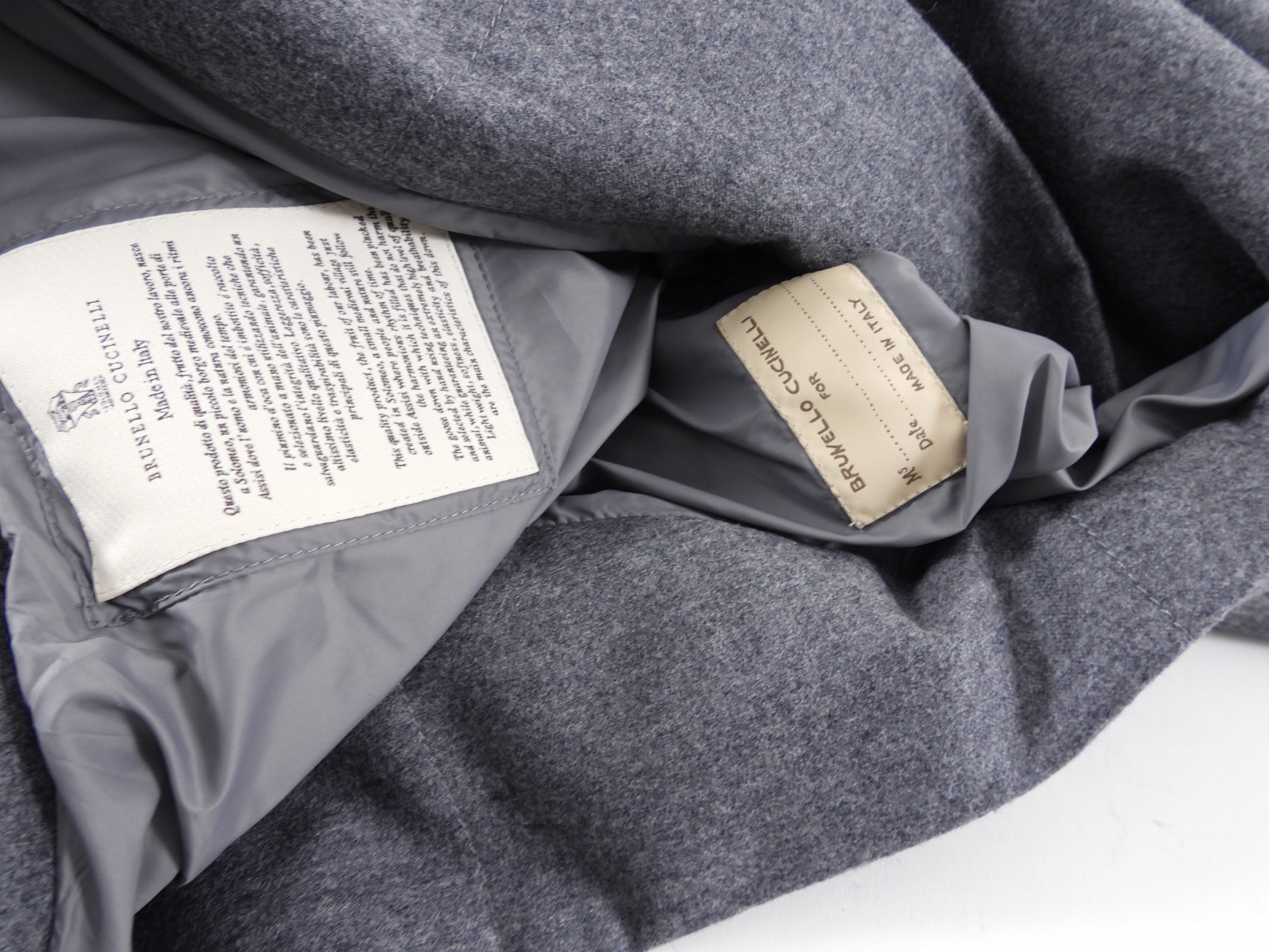 Brunello Cucinelli Grey Quilted Puffer Down Monili Long Coat - Women's Winter Jacket, Size IT40 / S (US 6) - Perfect for Cold Weather & Luxury Outerwear Fashion