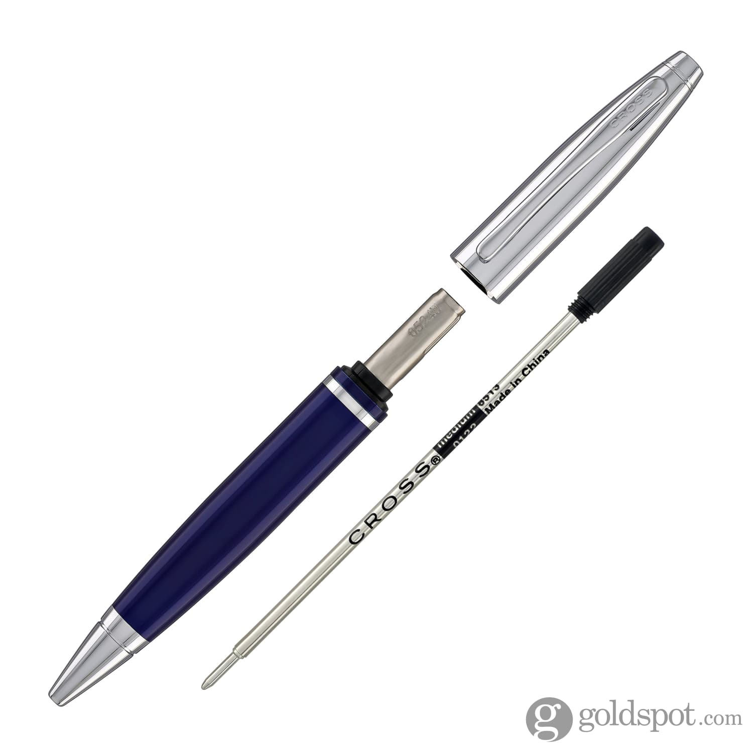Premium Cross Calais Blue Ballpoint Pen with Chrome Trim - Elegant Writing Instrument for Office, School & Gift Giving