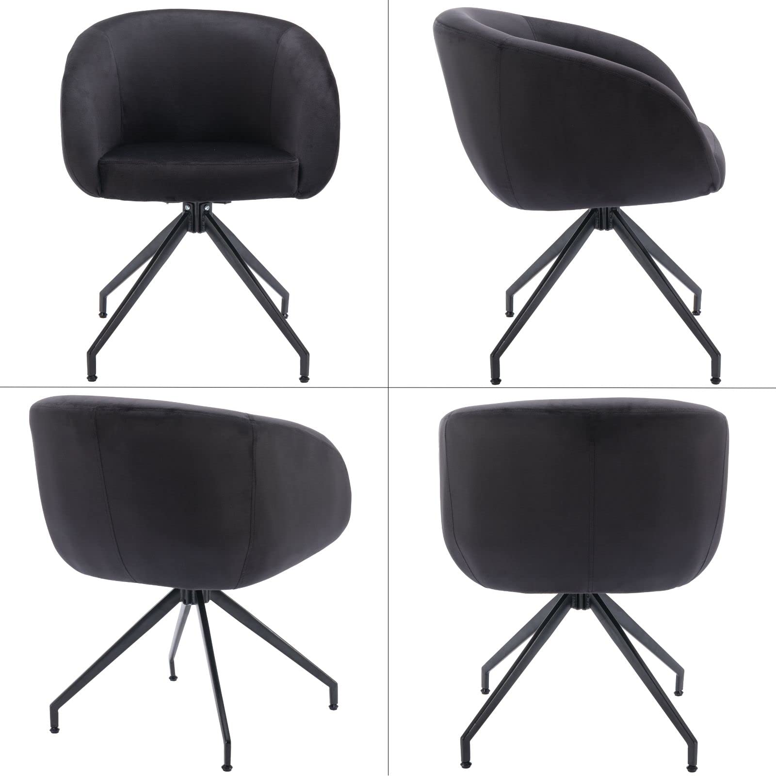 LukeAlon Modern Velvet Swivel Black Boucle Chair - 20