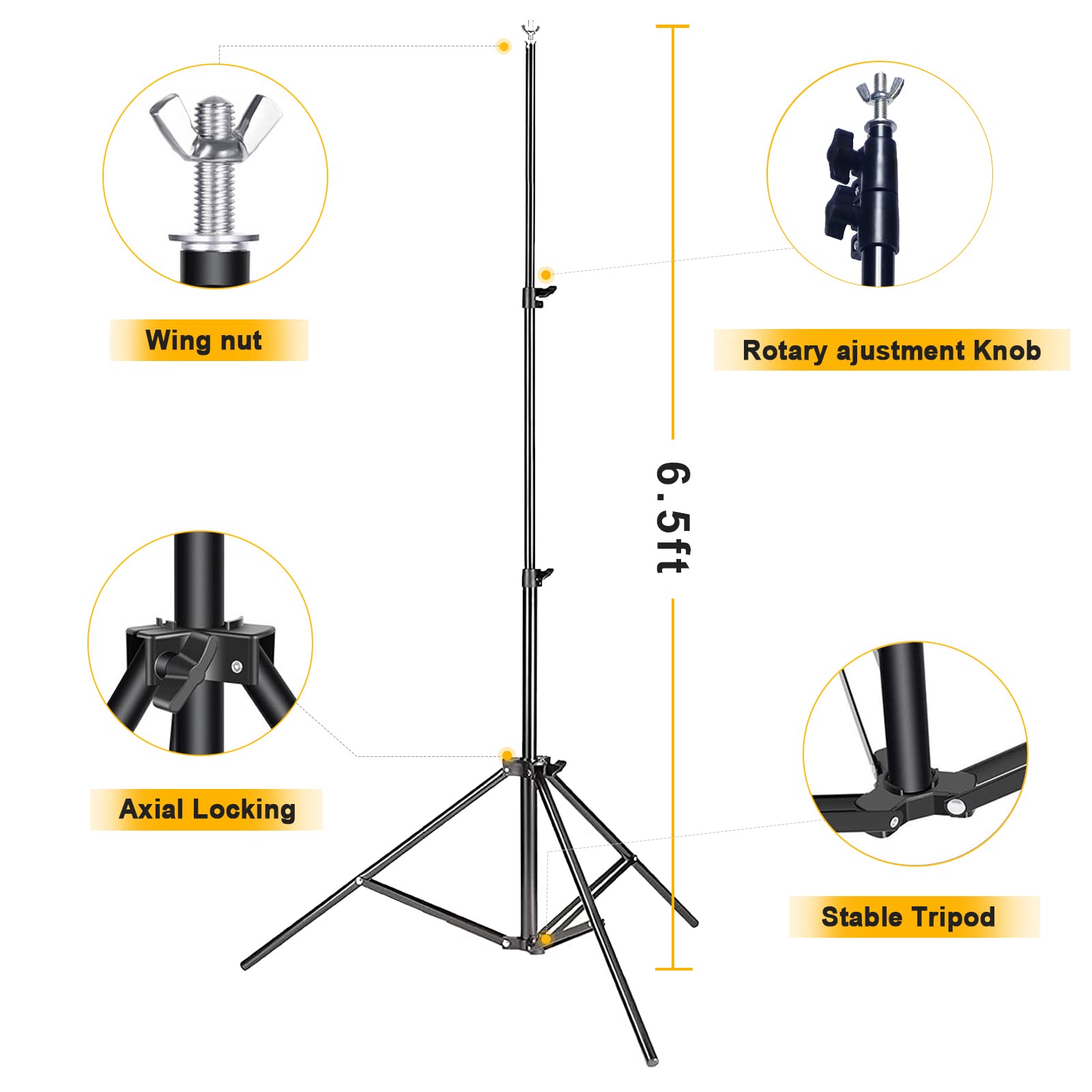 6.5x10ft Adjustable Backdrop Stand Kit for Party Decorations, Baby Showers & Photography - Includes Spring Clamps, Backdrop Clips, Sandbag & Carrying Bag - Perfect for Events, Weddings, and Photo Studios