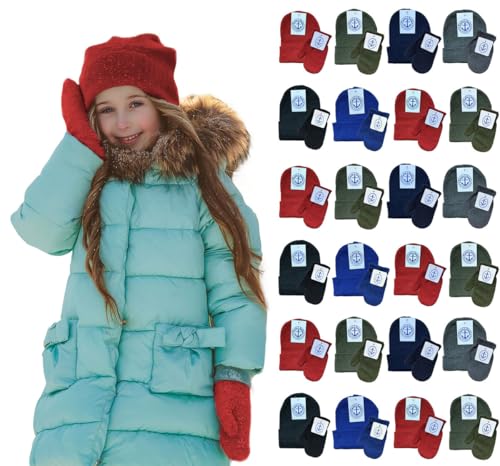 24 Pack Beanie Mitten Kids Set