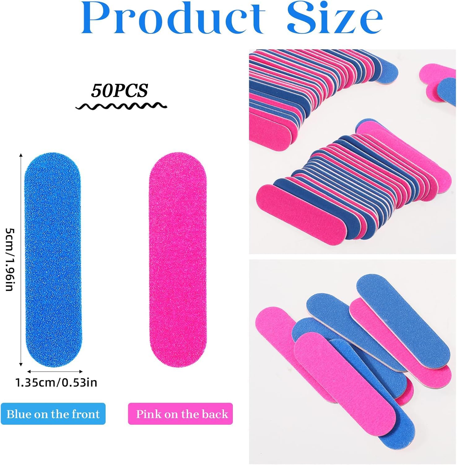 50 Packs Disposable Double Sided Mini Nail Files & Buffers - Travel Size Emery Boards for Natural Nails - Professional & Home Manicure Tools (Pink & Blue) - Perfect for Travel, Salon Use & DIY Nail Care