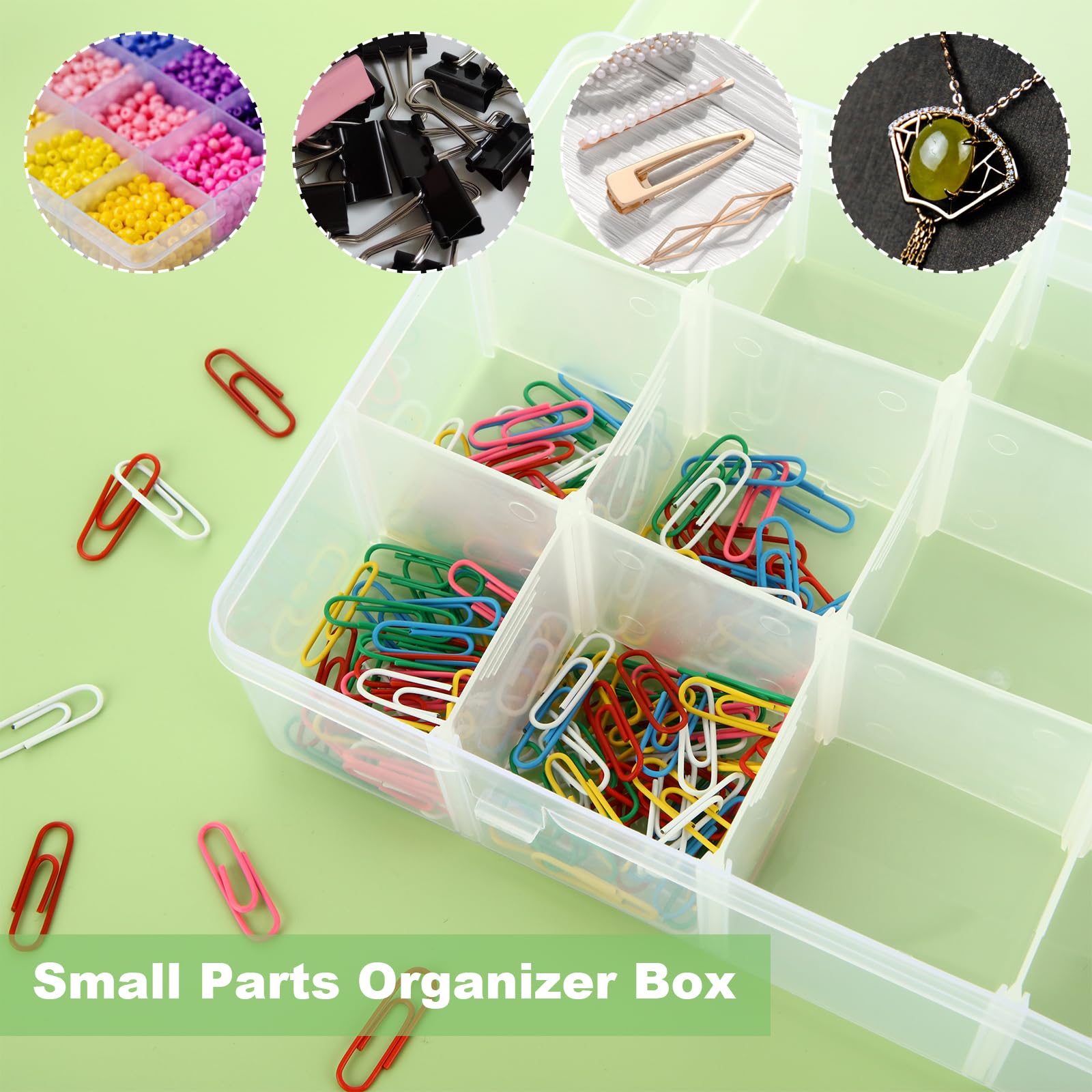 6 Pack 36 Grids Plastic Organizer Box with Removable Dividers - Clear Storage Container for Fishing Tackle, DIY Beads, Craft Supplies & Small Parts | Perfect for Art Projects, Jewelry Making & Home Organization