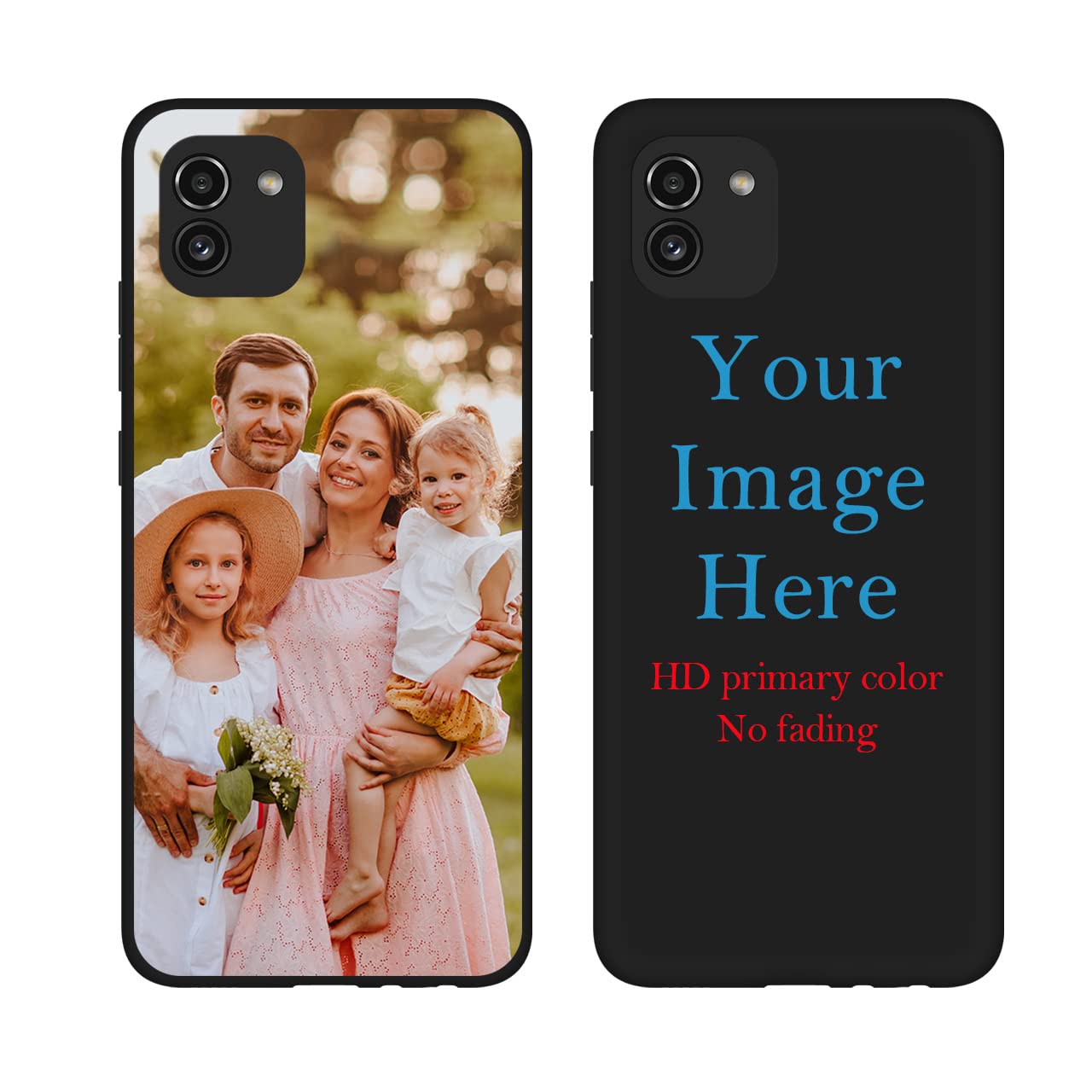 Custom Samsung Galaxy A03 Phone Case - Personalized Photo & Text Name - Anti-Scratch Soft TPU Protective Cover (Black) - Perfect for Daily Use, Travel & Gift Giving