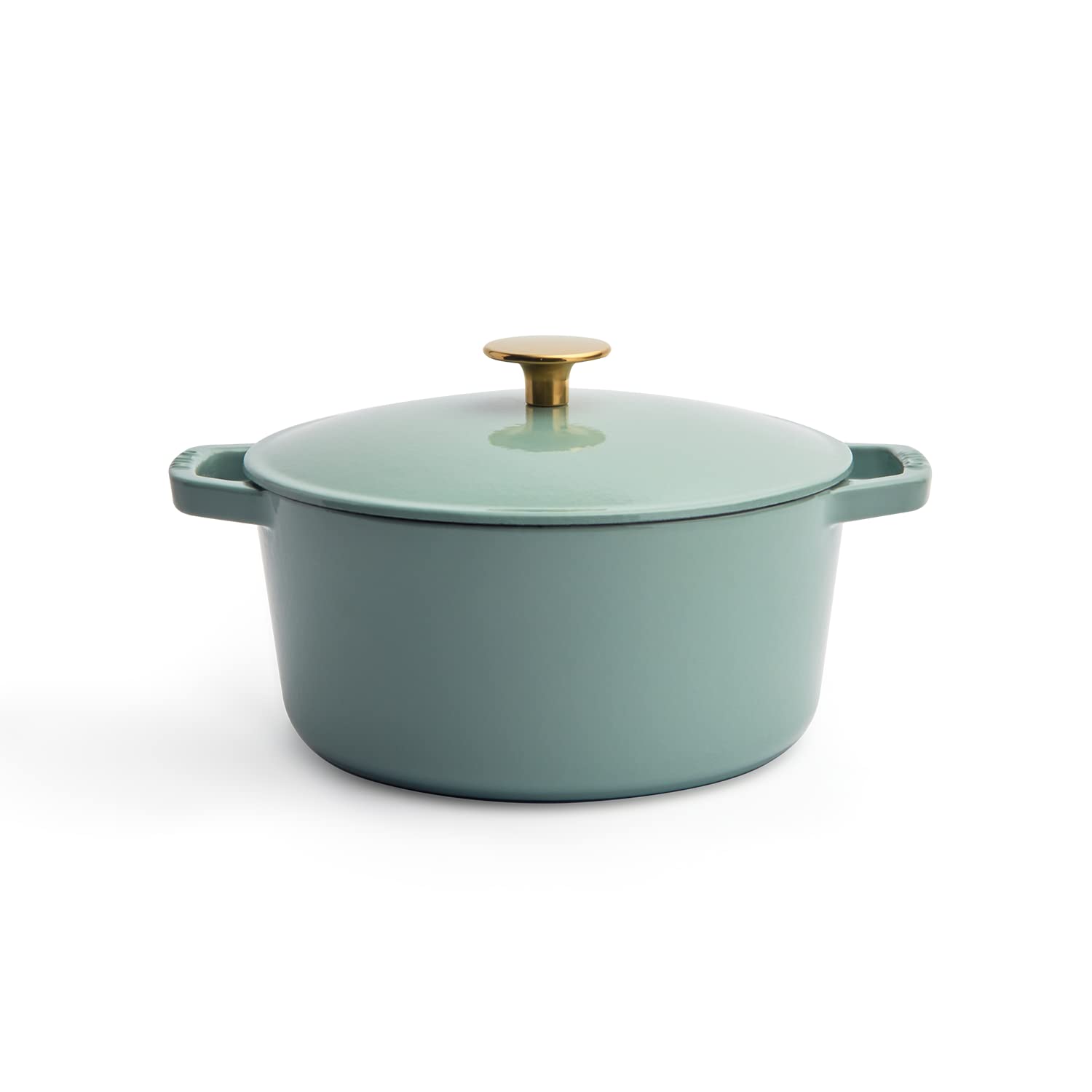 Premium 3.5-Quart Enameled Cast Iron Dutch Oven with Lid – Kana Milo Casserole Pot | Dual Enamel Coating Inside & Out | Oven & Dishwasher Safe | Eucalyptus with Gold Knob | Perfect for Braising, Stewing & Baking Bread