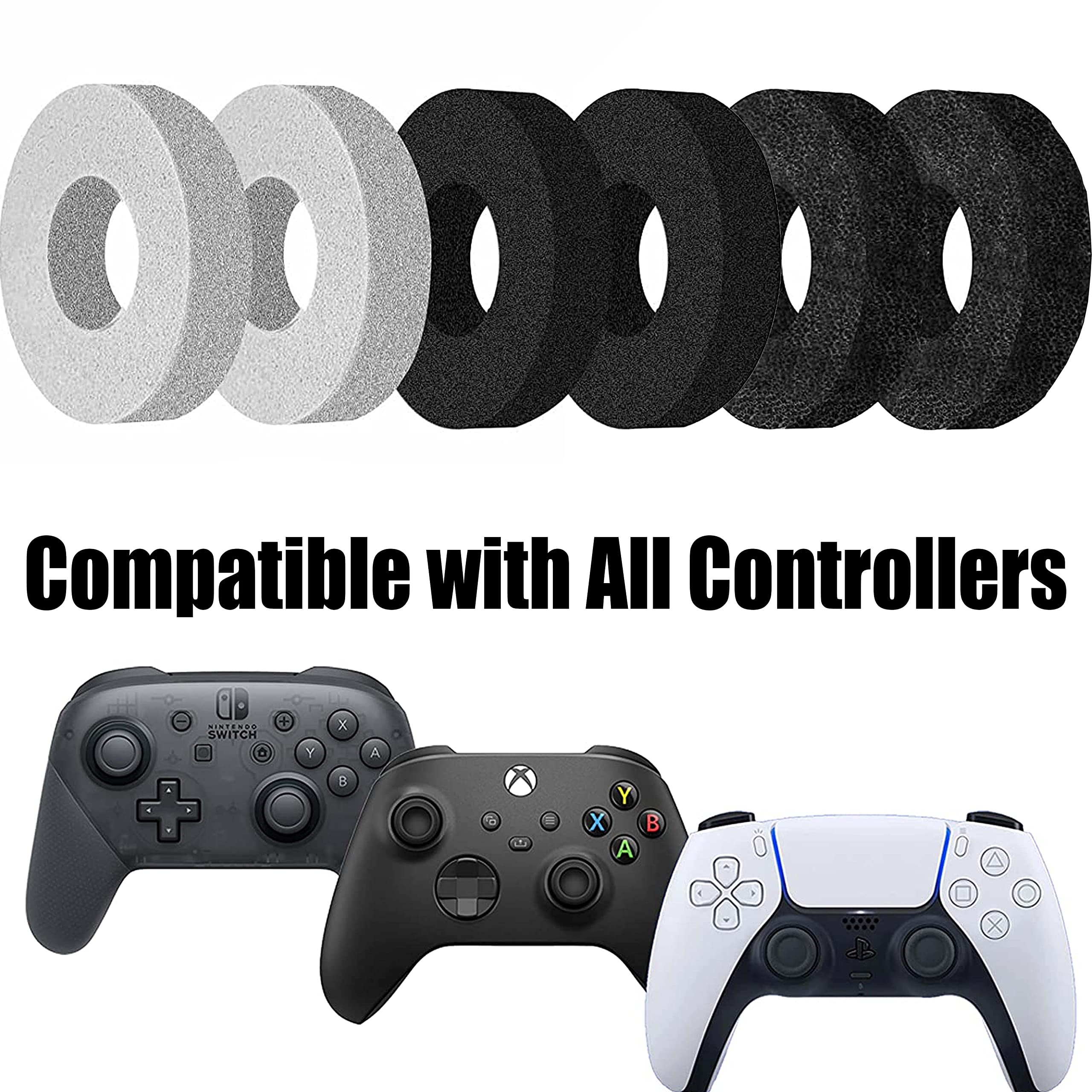 Precision Rings & Aim Assist Foam for PS5, PS4, Xbox Series X/S, Xbox One, Nintendo Switch Pro & Scuf Controllers - Black & Grey - Improve Gaming Accuracy for FPS, Battle Royale & Competitive Play