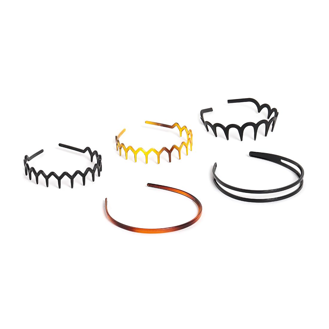 5Pcs Non-Slip Plastic Tooth Comb Headbands for Women & Men - Comfortable Wavy Toothed Hairbands for Sports, Workout, Washing Face, Spa & Work - Perfect for Gym, Yoga, Running, Skincare & Daily Use