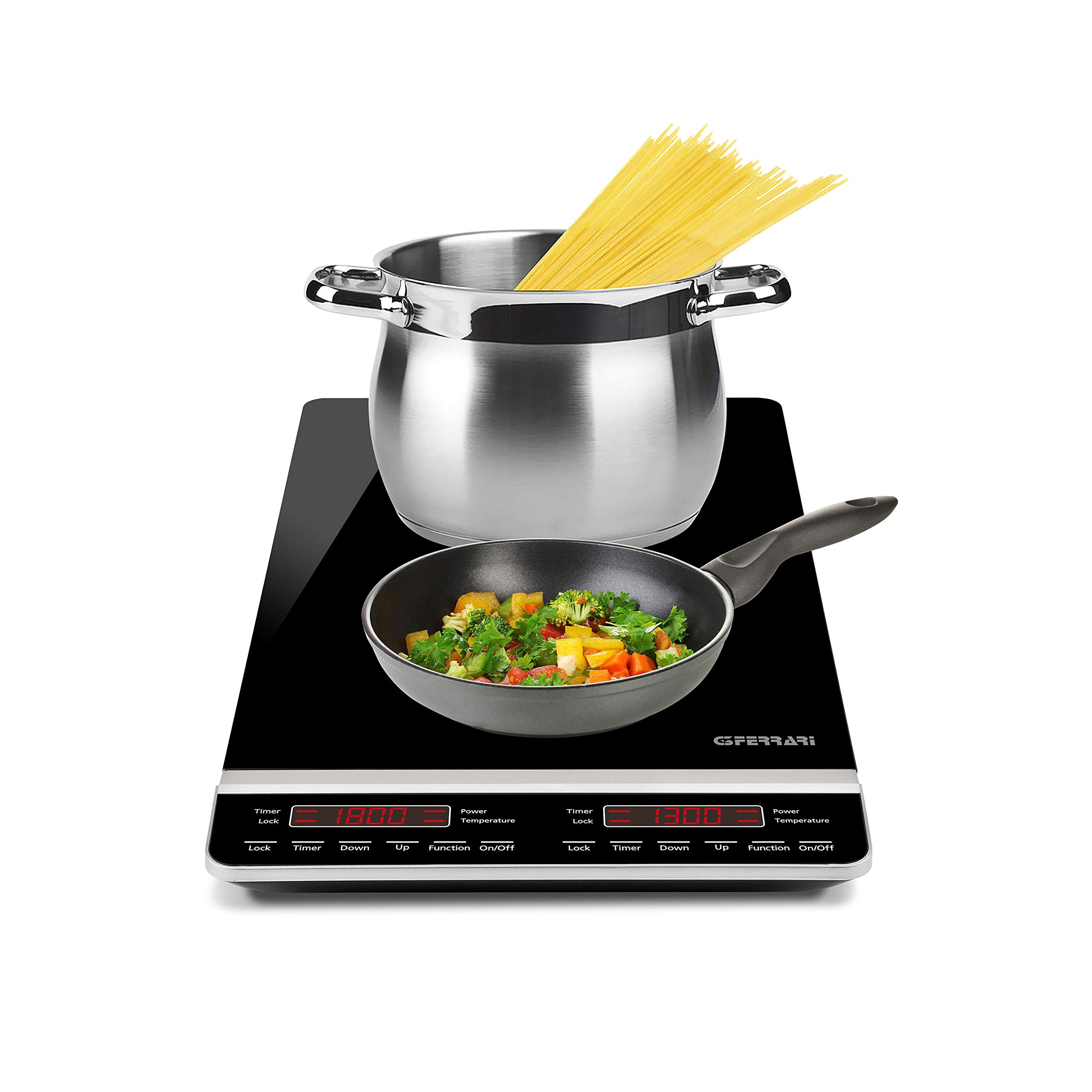 G3 Ferrari G10139 Dinamiko Double Vertical Induction Cooktop - Slim 50cm Design, 3100W, Glass Surface, 3-Hour Timer, Soft-Touch Controls, Power Adjustment - Perfect for Modern Kitchens, Restaurants & Small Spaces